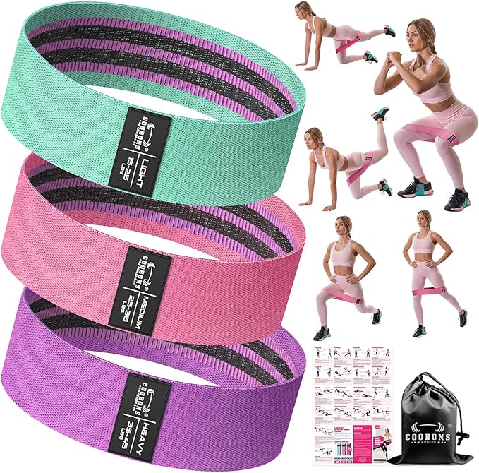 Fabric Resistance Bands for Working Out - Exercise Bands for Women and Men, Booty Bands for Legs and Glute, Yoga, Pilates,...