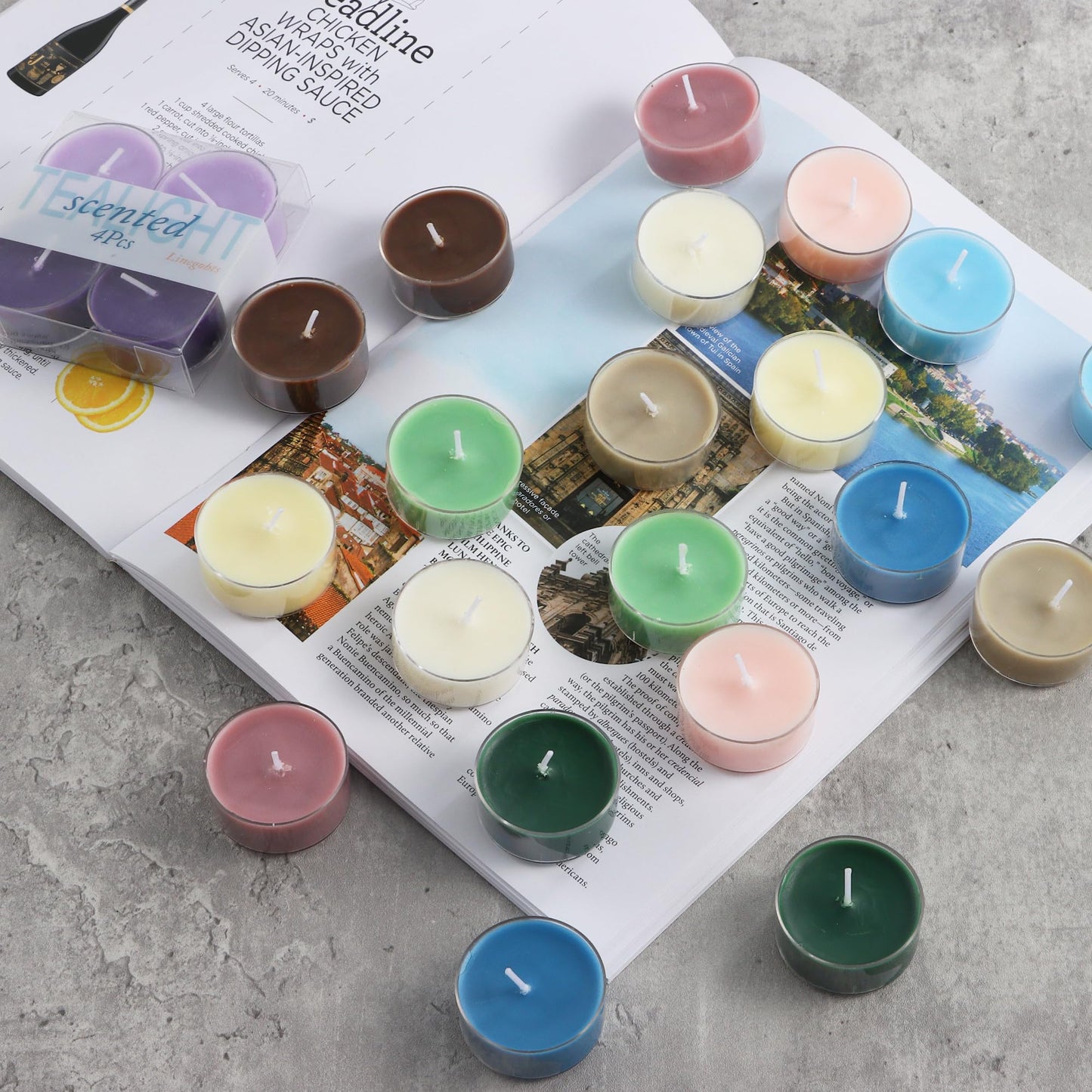 Linegohts Assorted Scented Tea Light Candles - 4Pcs Soy Wax, 4 Hours Burn Time, Perfect For Weddings, ValentineS Day, And Parties