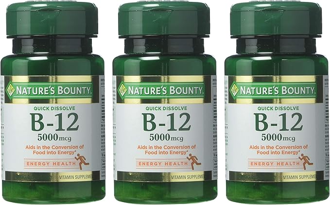 Nature's Bounty Vitamin B-12 5000 mcg, 40 Quick Dissolve Tablets (Pack of 3)