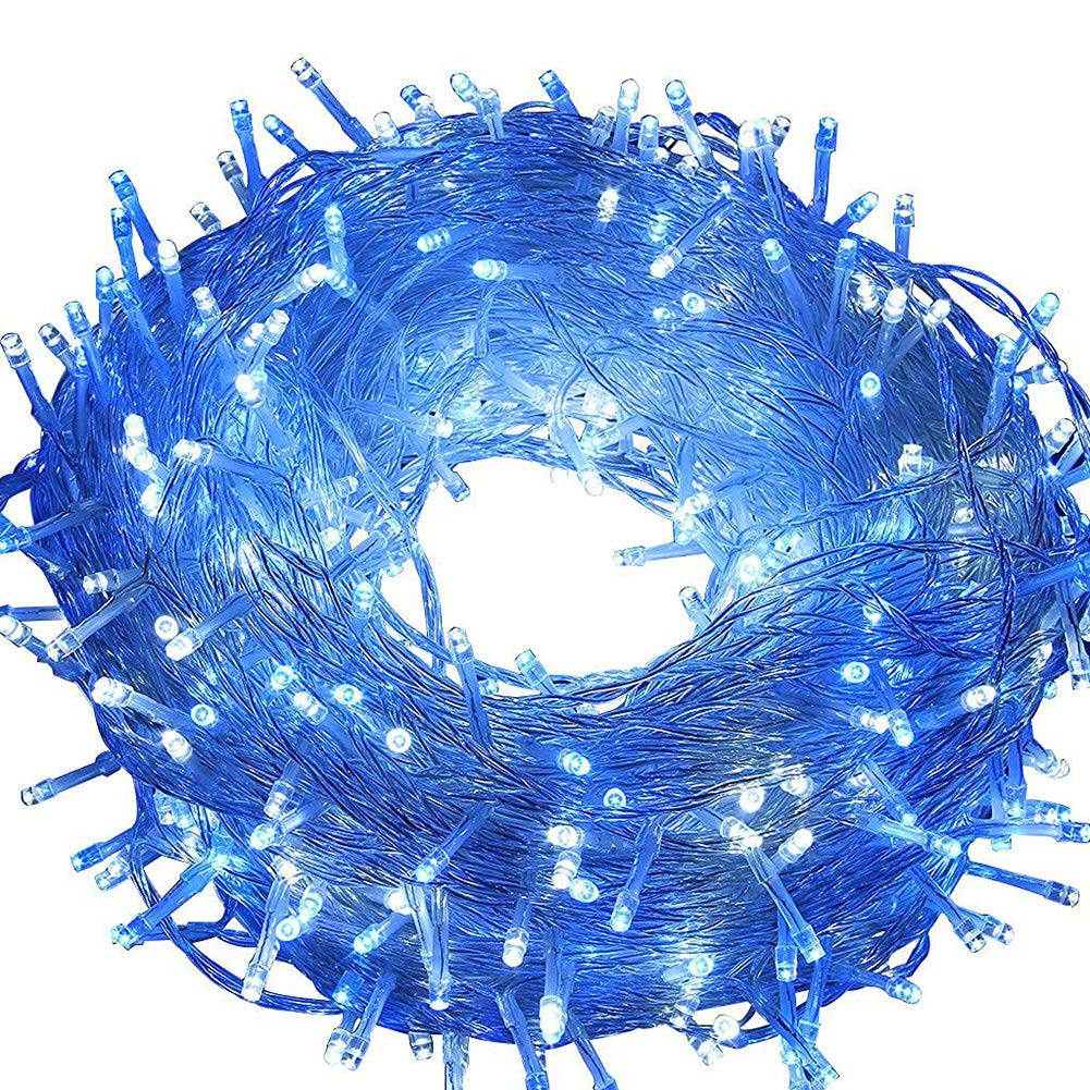 FULLBELL Fairy Lights Outdoor String Lights 33ft 100 LED Transparent Wire Blue Model FLEDTKSL10MWW-B