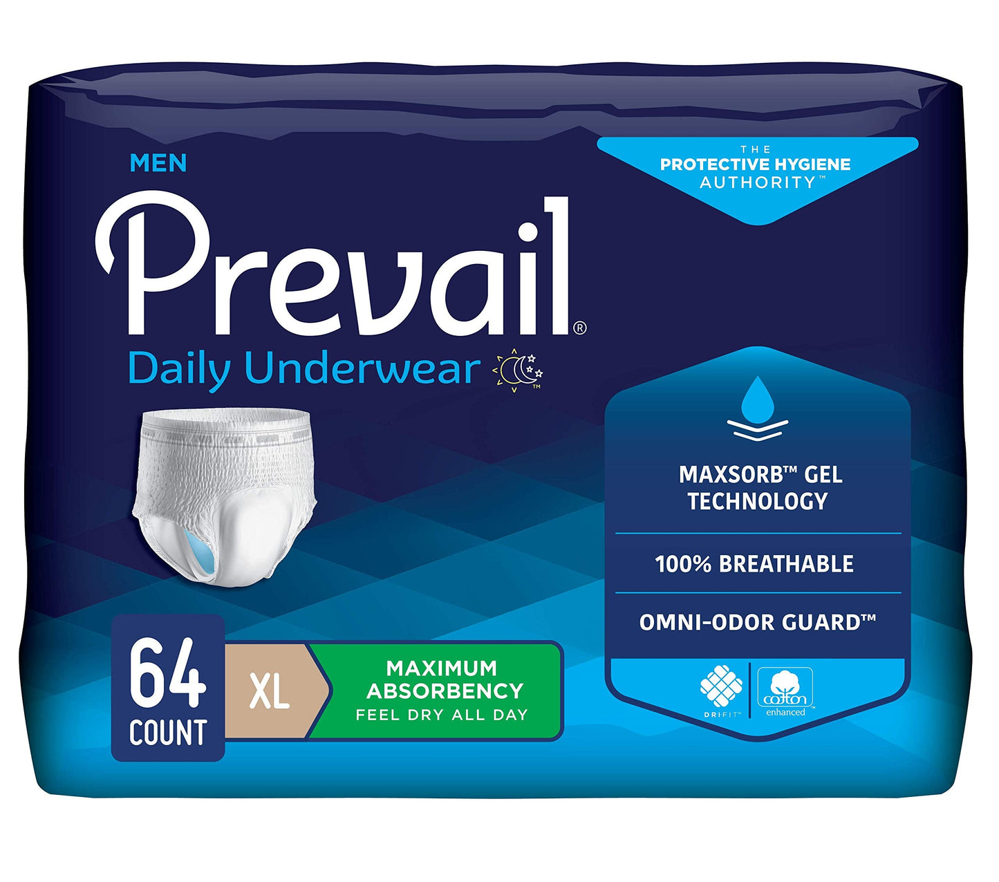 Prevail Proven | X-Large Pull-Up | Incontinence Protective Underwear for Men | Maximum Absorbency | 64 Count
