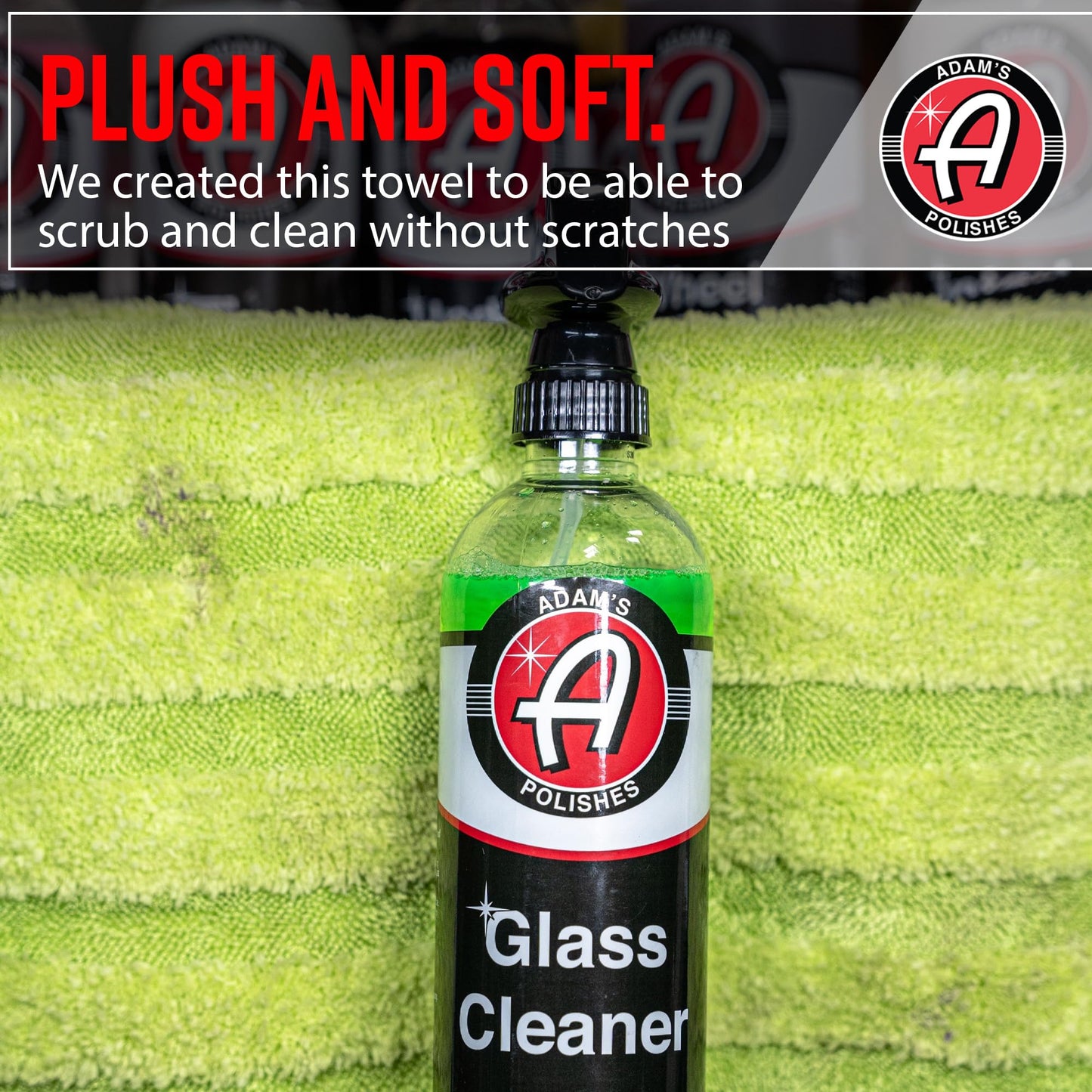Adam's Polishes Microfiber Glass Cleaning Towel - Two Sided, Streak Free Glass Cleaning Towel - Soft Satin Stitched Edges 540 GSM (6 Pack)