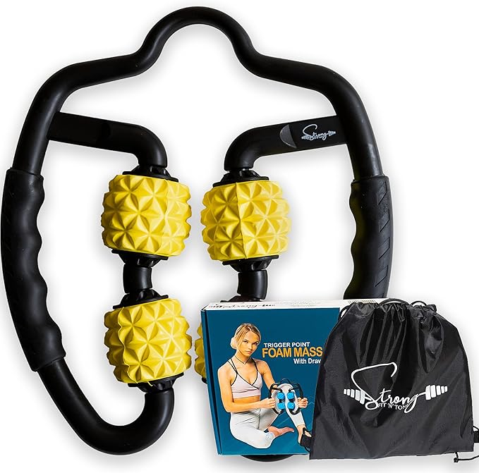 Muscle Roller for Muscles Deep Tissue/w Drawstring Gym Bag | Cellulite Remover Myofascial Massage Tool - Tennis Elbow Mass...