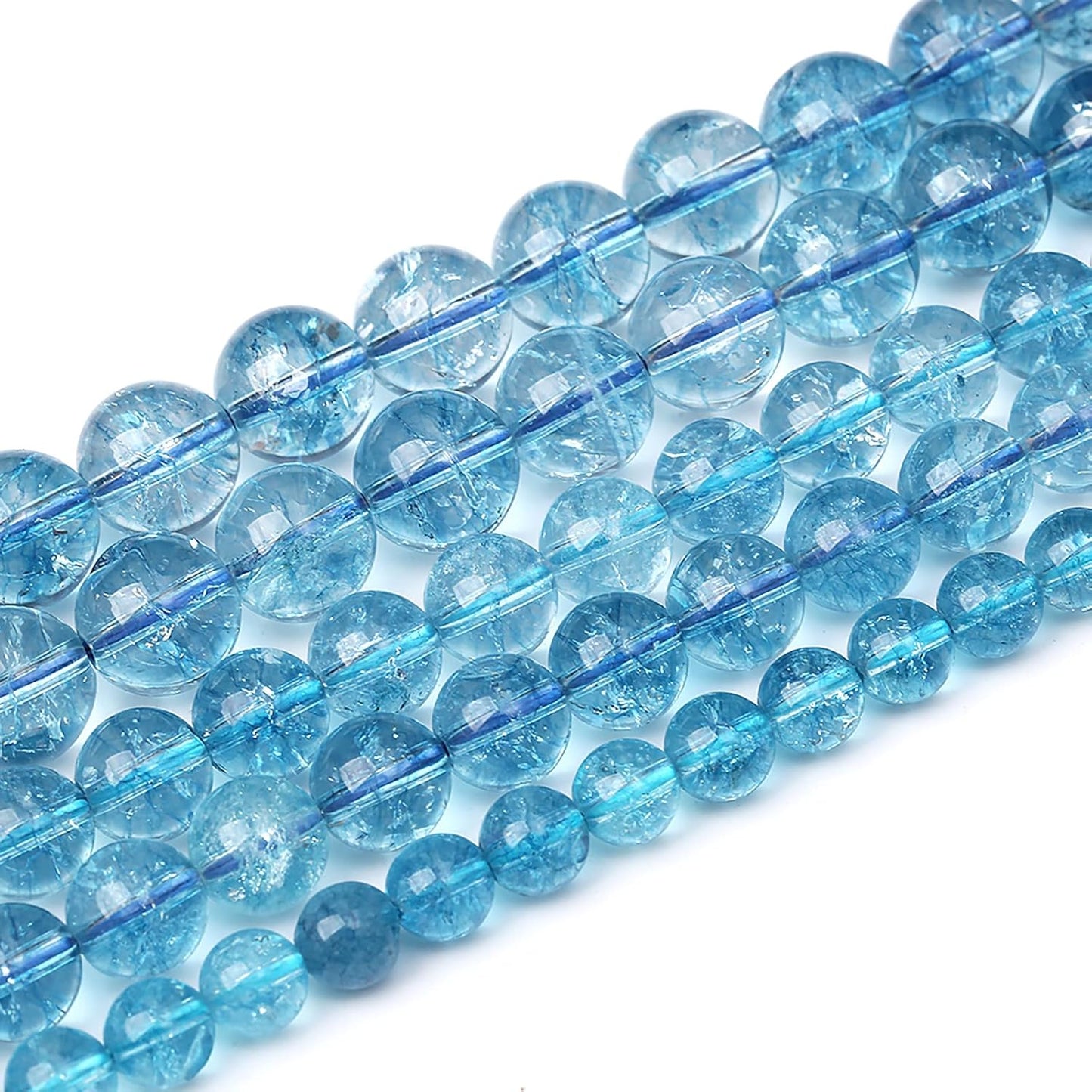 8mm 46pcs Blue Topaz Crystal Quartz Natural Stone Round Loose Beads for Jewelry Making DIY Bracelet Necklace Earrings