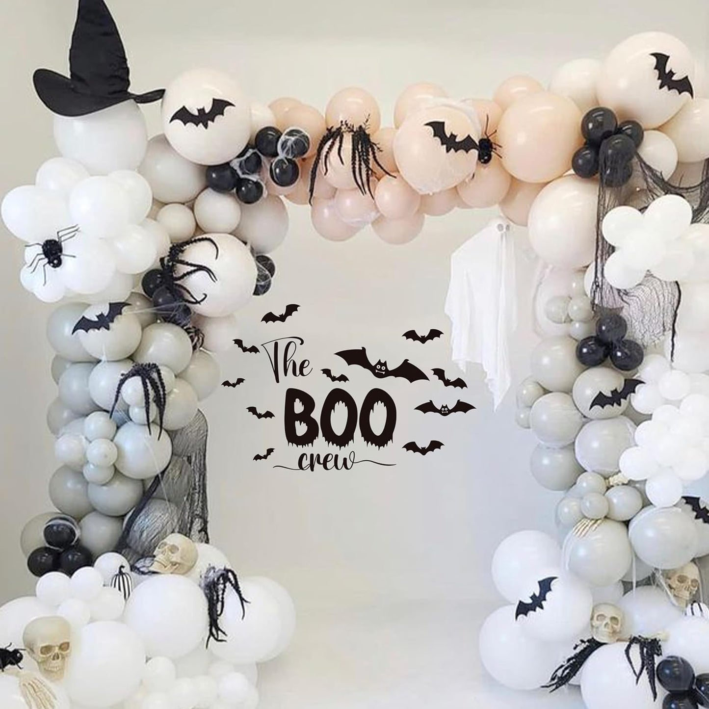 The Boo Crew Halloween Decal - Halloween Theme Party Decoration Supplies Stickers, Bat Wall Stickers, Bat Sign Balloon Arch, Party Backdrop, Room, Living Room Decoration Wall Decal