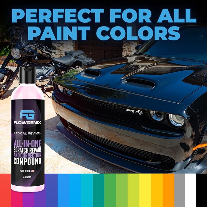 Flowgenix Instant Car Scratch Remover for Vehicles, All-in-One Car Paint Scratch Repair and Polishing Compound (4 oz) - Incl. Microfiber Applicator and Microfiber Towel