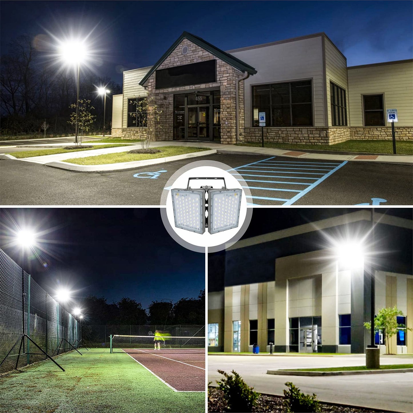 Stasun Led Flood Light Outdoor  200W 18000Lm Outdoor Lighting  5000K Daylight White  Adjustable Heads  Ip66 Waterproof Outside Security Floodlights For Yard  Court  Stadium  Parking Lot