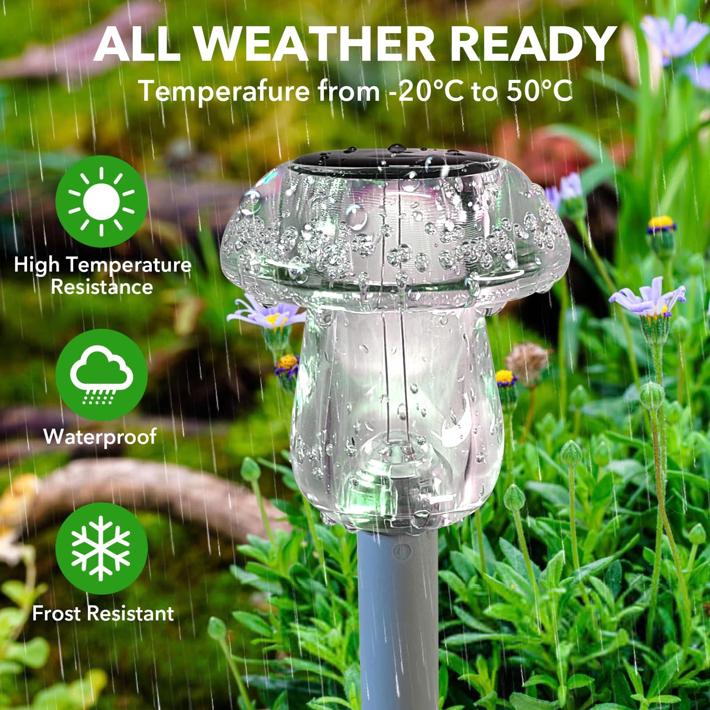 Benany Solar Lights Outdoor, 16 Pack Mushroom Lights Outside Waterproof, Solar Powered LED Lighting for Garden, Yard, Landscape, Path, Pathway, Lawn, Walkway, Driveway, Backyard Decor (Warm White)