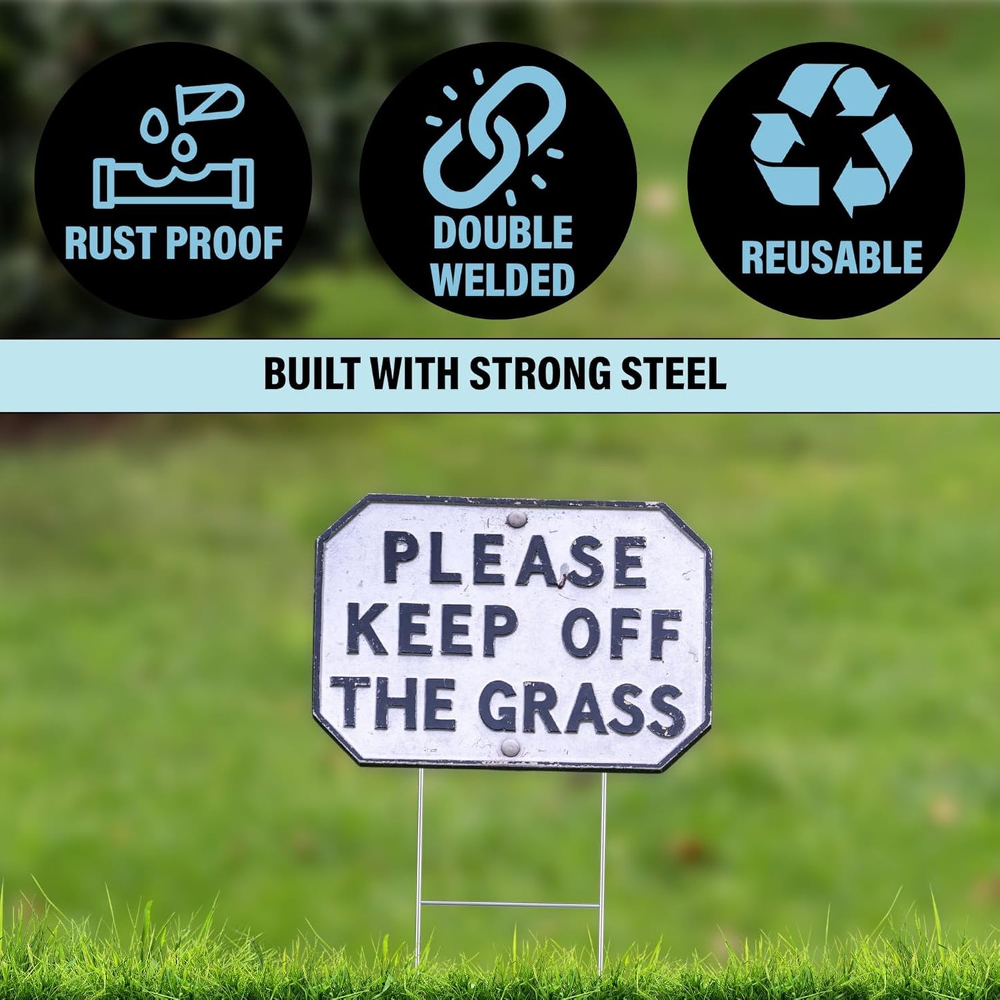 Tacmaster Wire Metal Yard and Sign H Stakes – Durable Blank Lawn Sign Posts for 4mm Corrugated Panels, Real Estate Signs, Waterproof and Wind Resistant, Ideal for Outdoor Use, 30"x10" – 50 Pack