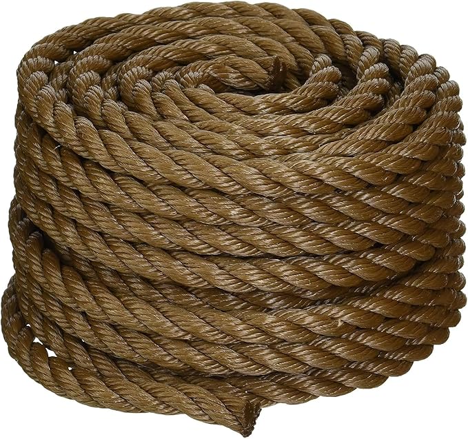 Koch 5011635 Twisted Polypropylene Rope, Perfect for Outdoor, Gardening, Landscaping, and Shipping, 1/2 by 50 Feet, Brown,...