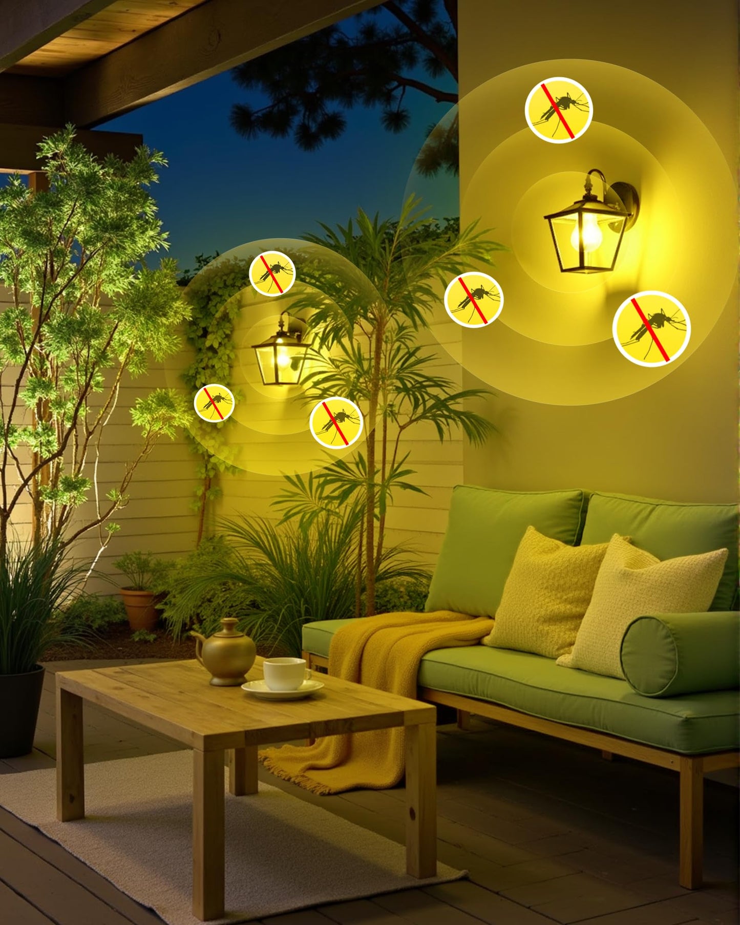 2 Pack A15 Led Yellow Bug Light Bulbs For Outdoor  40Watt Equivalent E26 Base  5W Amber Yellow Lighting For Indoor&Outdoor  Party&Holiday Decoration  Christmas  Bedroom  Nightlight  Non-Dimmable