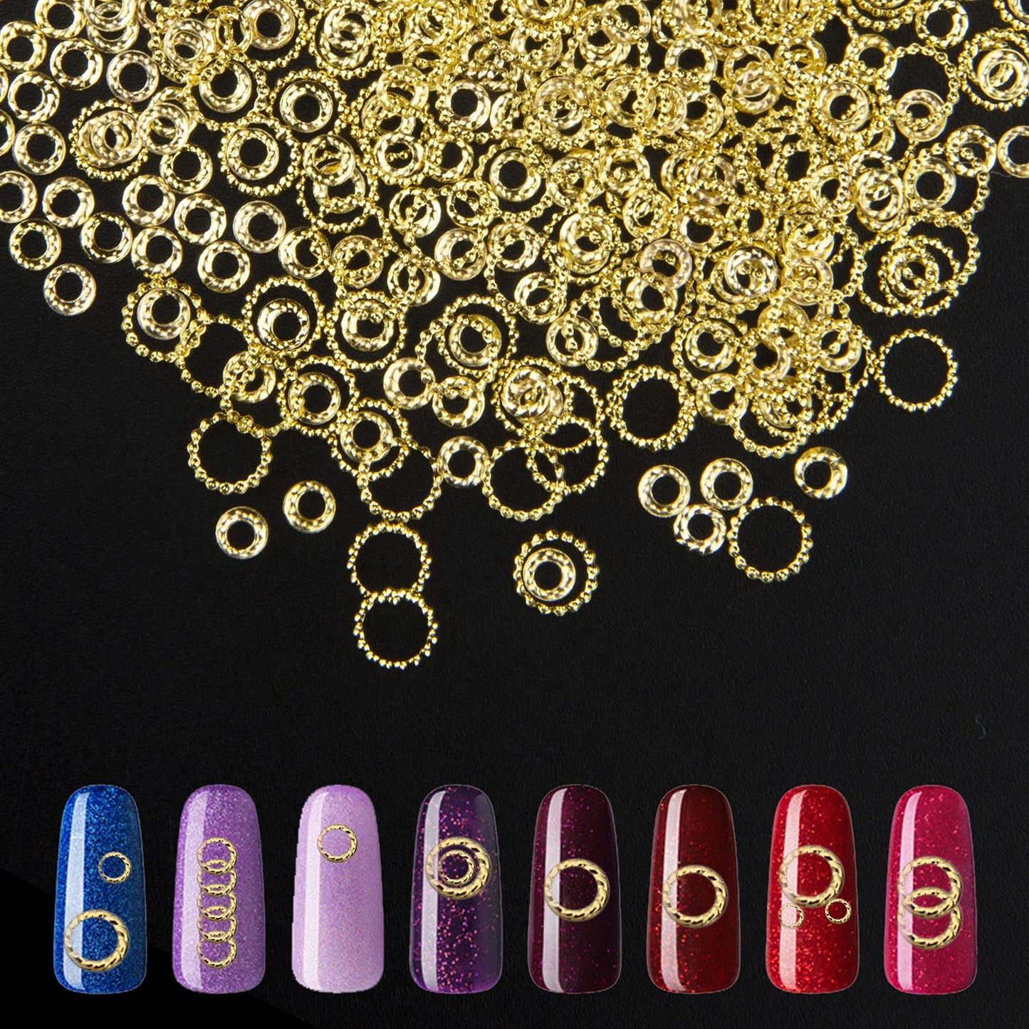 Gold Nail Art Studs, 1000 PCs Round Metal Sequins Nail Charms for Women Girls DIY Nail Art Decorations