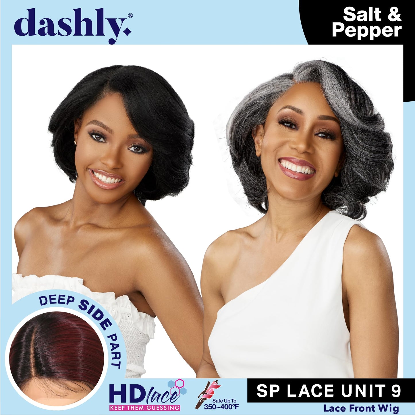 Sensationnel Dashly Lace Saltandpepper Wig - Sp Unit 9 Hand Tied Laceparting Ear to Ear Synthetic (HL280/44)