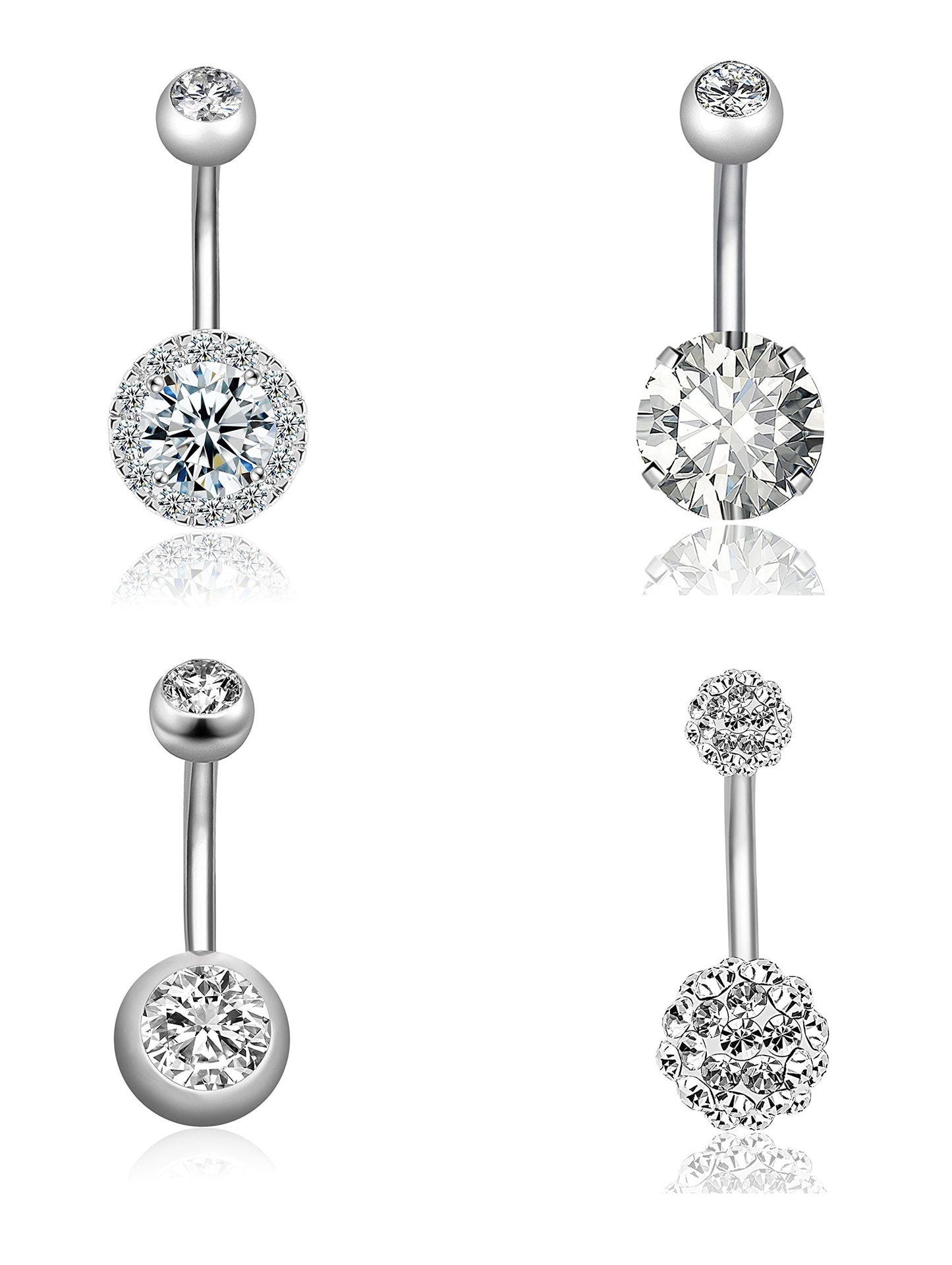 REVOLIA 14G Stainless Steel Belly Button Rings for Women Navel Rings CZ Body Piercing