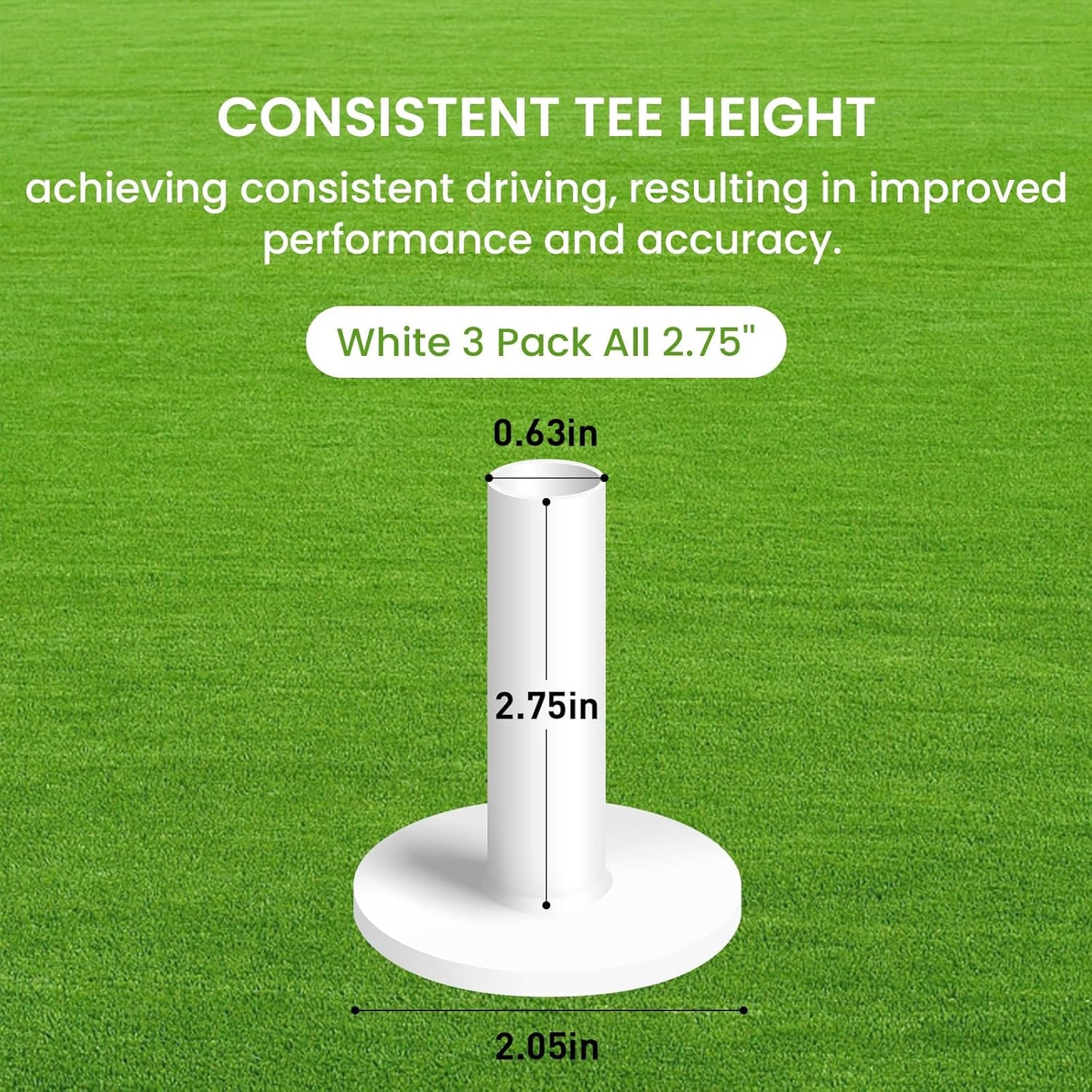 FINGER TEN Golf Rubber Tees Driving Range Value 3/4 Pack, Mixed or Same Size 1.5’’ 2.25’’ 2.75’’ 3’’ for Durable Practice Mat Holds Ball Well
