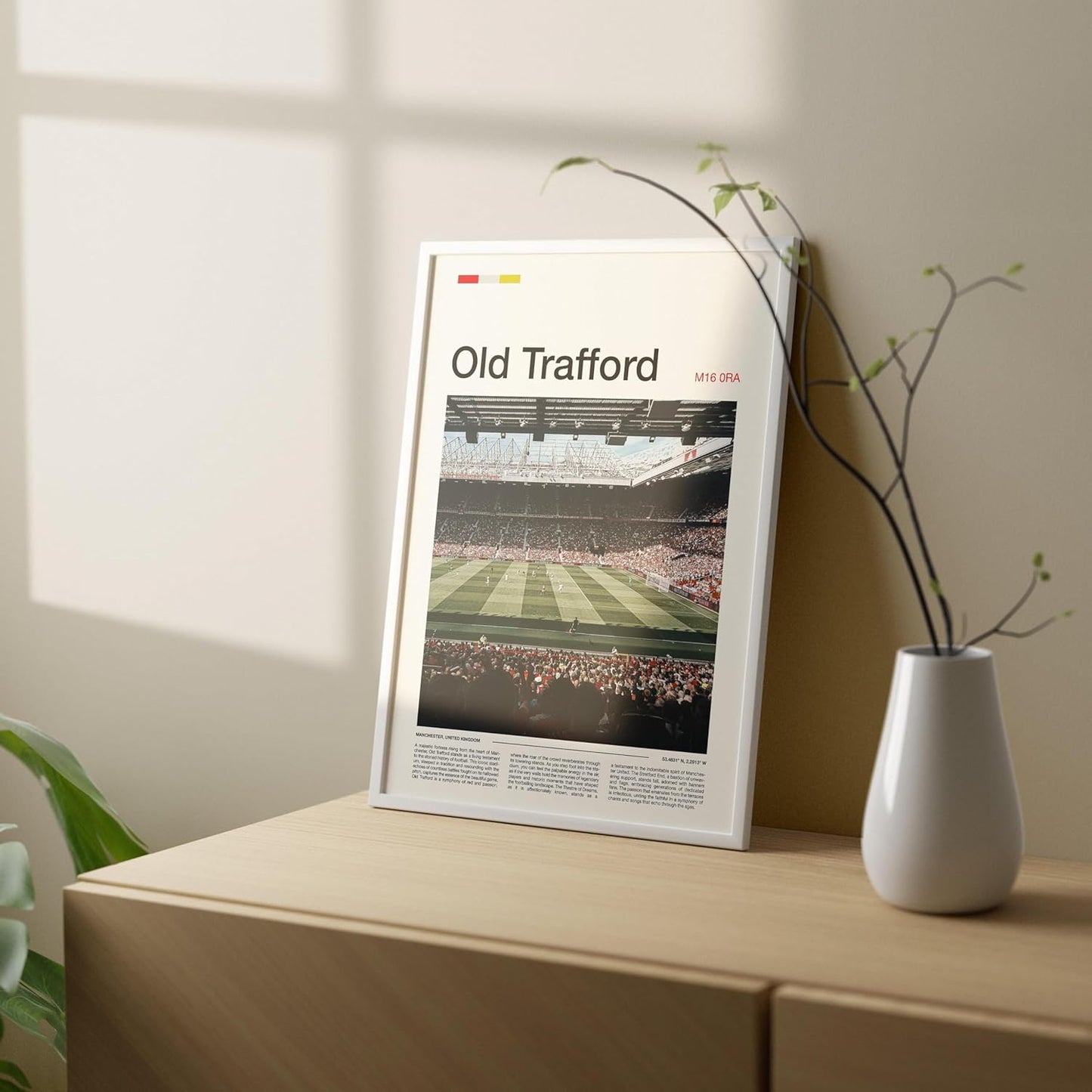 Old Trafford Stadium Poster Wall Art Canvas Print (Stadium, L24xW16, Unframed)
