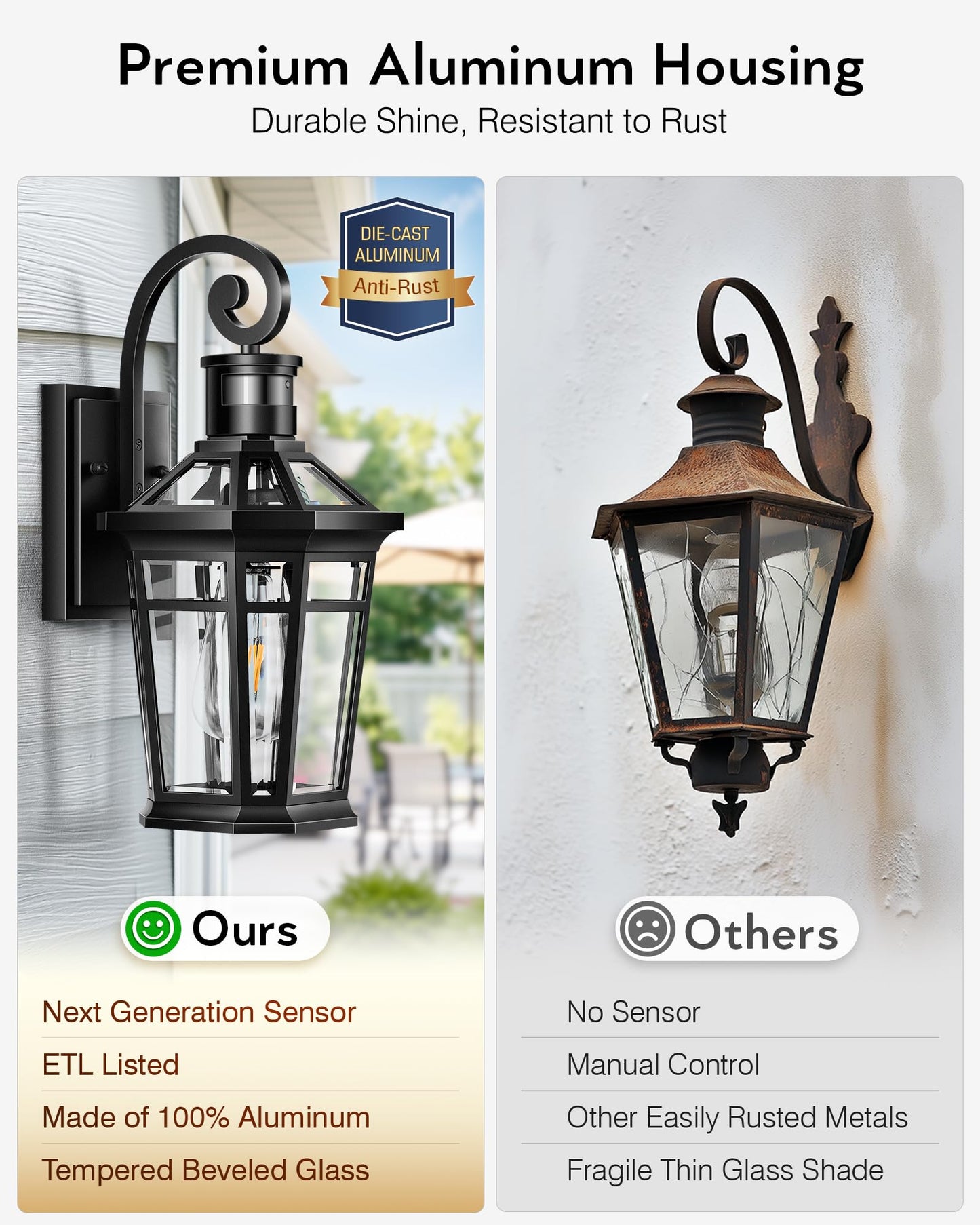 Opaxis Motion Sensor Outdoor Wall Lights  Black Dusk To Dawn Porch Light Wall Mount  Exterior Lighting Fixtures  Outdoor Wall Sconce Lantern With Adjustable Sensor Range  Coach Lights For Garage Patio