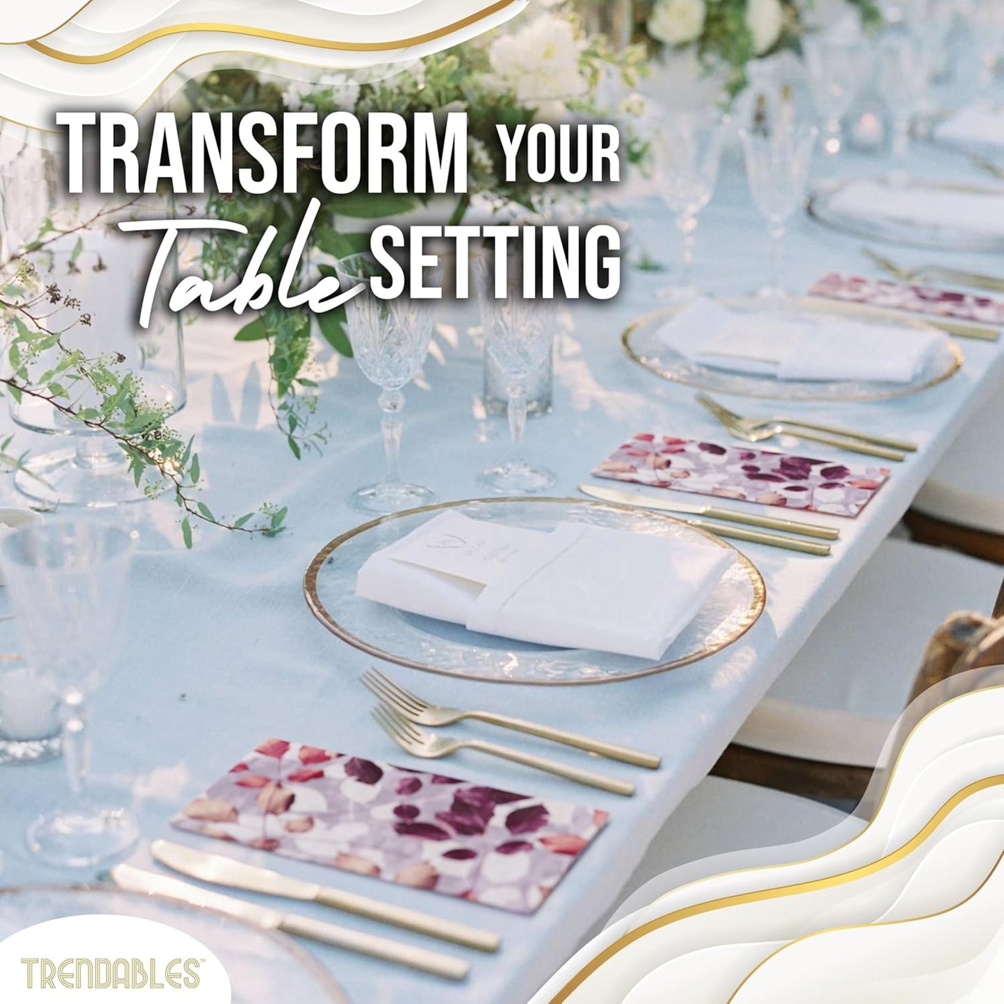 Trendables Floral Napkins for decoupage 100 Pcs 3 Ply floral paper napkins decorative Guest Towels Disposable Bathroom, Flower Design For Tea Party Decorations, Dinners & Weddings