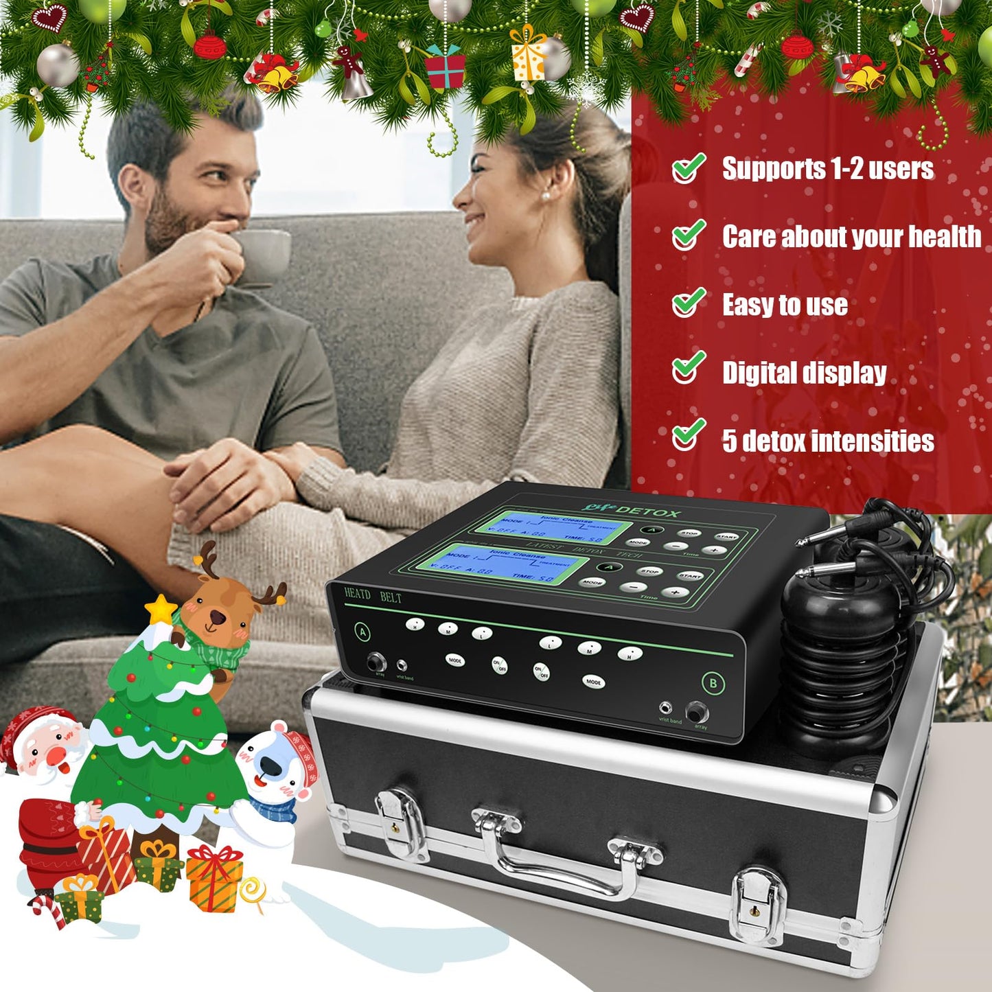 VnioLife Dual Ionic Foot Bath Detox Machine, Ion Cleanse Detox Foot Spa Set of 2 with Arrays, Heated Waist Belt | 5 Detox Modes, Time Preset