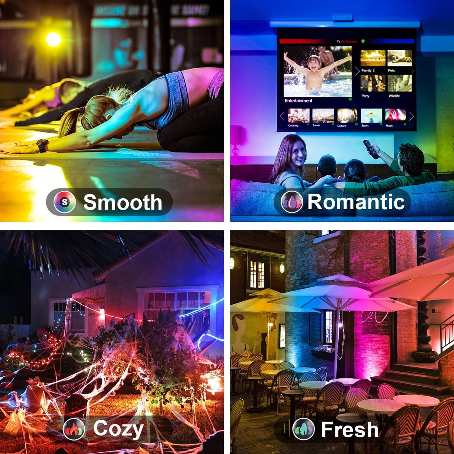Hydong Led Flood Light 500W Equivalent Rgbw 2-Pack, Remote Control, Dimmable, 5000Lm