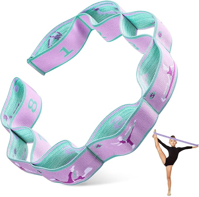Stretch Strap for Kids Elastic Gymnastic Stretching Ballet Dance Band with 8 Loops Adjustable Exercise Training Resistance...