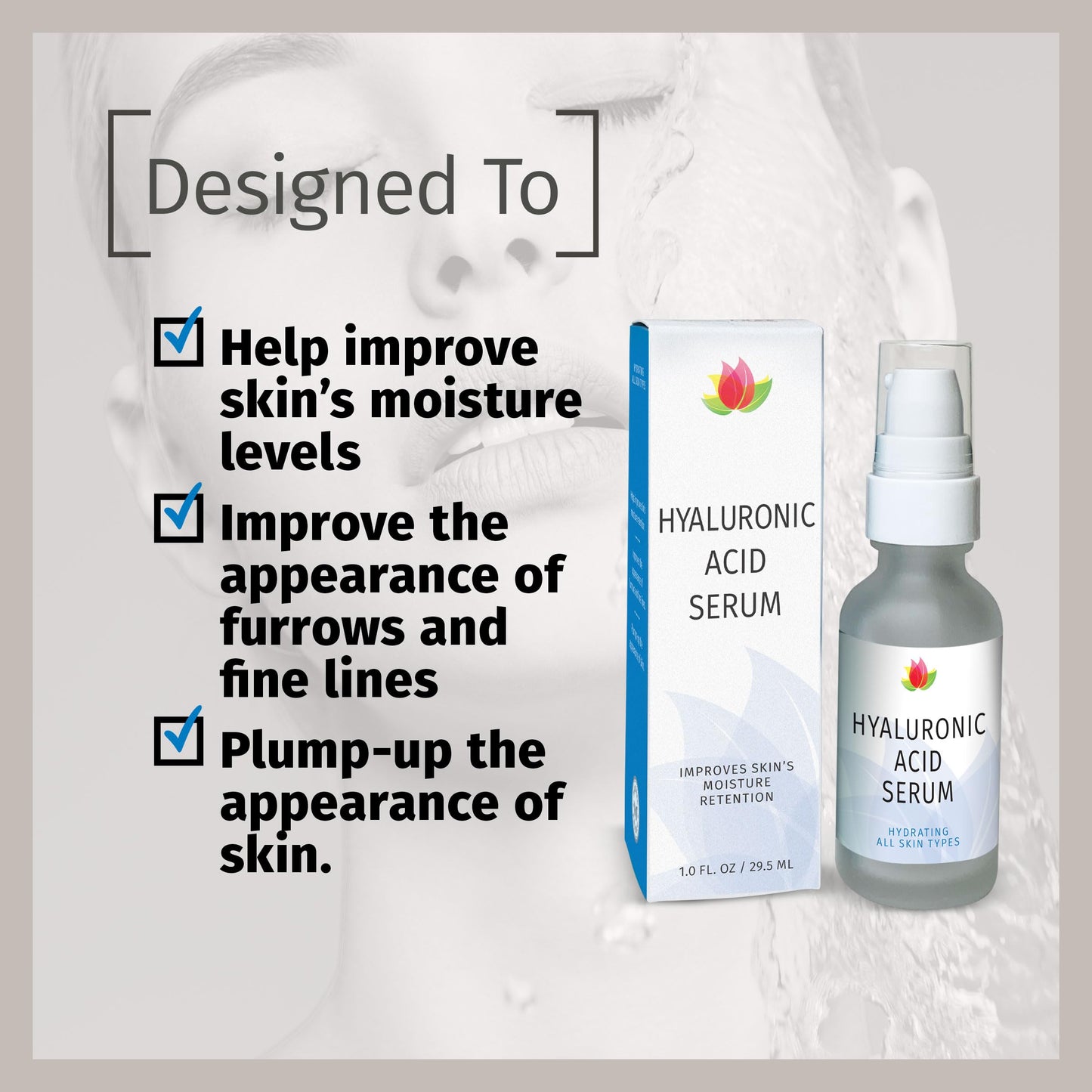Reviva Labs Hyaluronic Acid Serum for Face and Neck - Moisturizing, Nourishing, and Hydrating Serum Acido Hialuronico - Face Ser