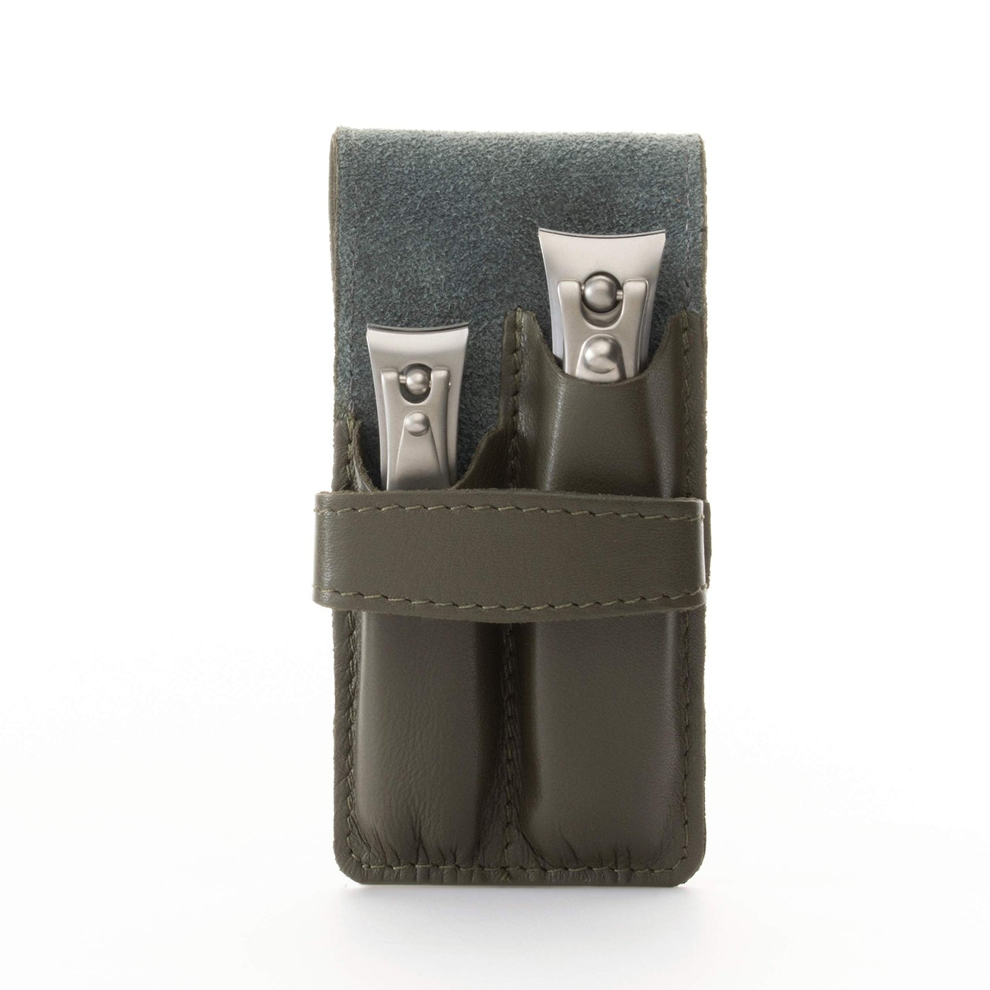 GERMANIKURE Nail Clippers Set in Green Leather Case - Ethically Made in Solingen Germany, FINOX Stainless Steel Tools - Professi