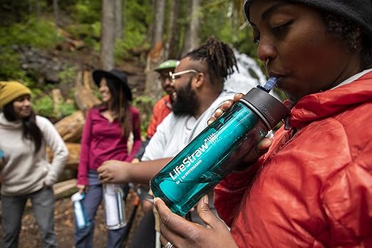 LifeStraw Go Water Filter Bottle with 2-Stage Integrated Filter Straw for Hiking, Backpacking, and Travel, Teal, 22, Model:LSG201DT08