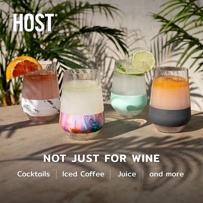 Host Freeze XL Cooling Cup in Double Walled Insulated Freezable Drink Chilling Tumbler with Freezing Gel, 12 Ounces - Set of 4 Vivid Tinted