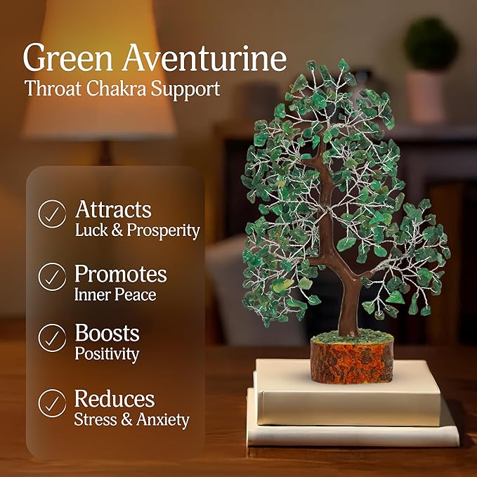 YATSKIA Green Aventurine - Crystal Tree, Gemstone Tree, Chakra Tree of Life, Balancing Tree, Healing Crystal, Crystal and Stone Decor, Fungshui Decorations, Positive Energy Gifts for Women