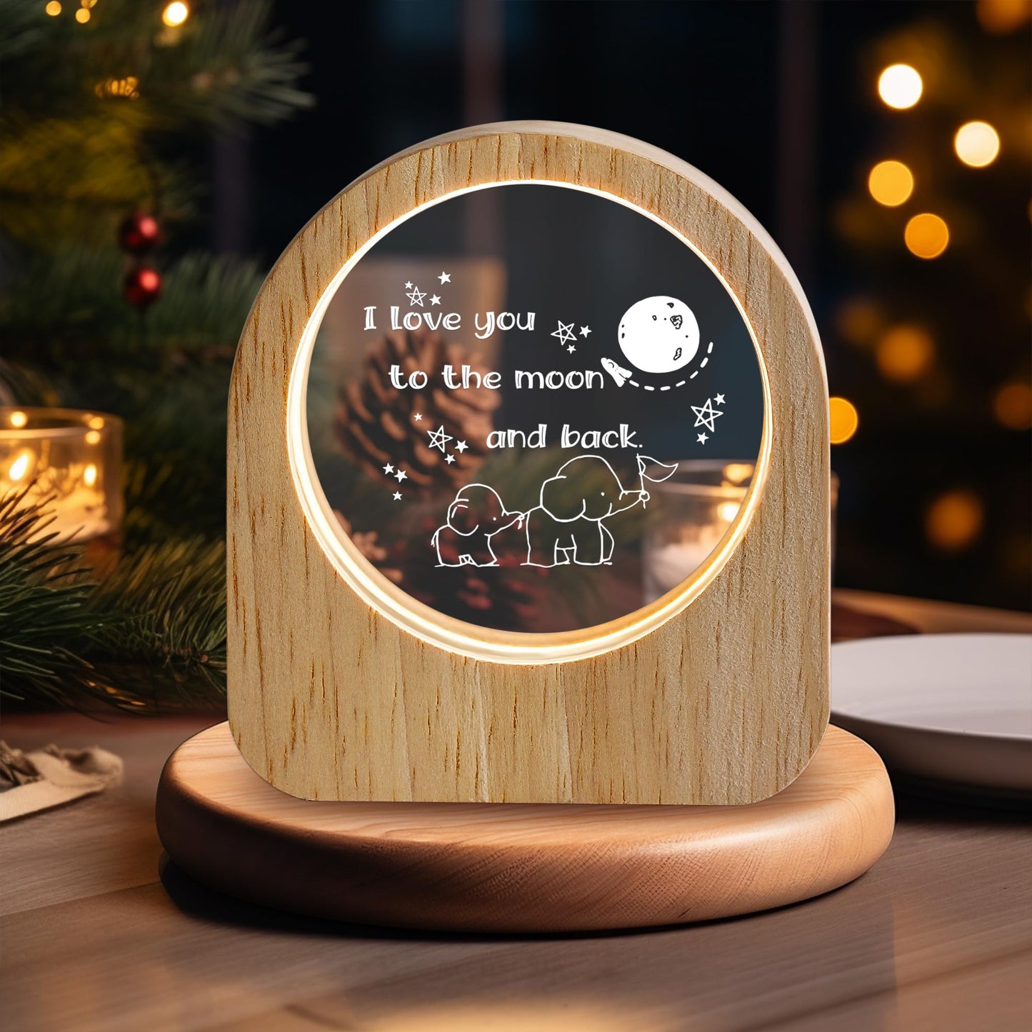 Zhshwat Mothers Birthday Day Gifts For Mom/Daughter  I Love You To The Moon And Back 3D Crystal Night Light Gifts For Mothers Day Thanksgiving Birthday Gifts From Daughter Son