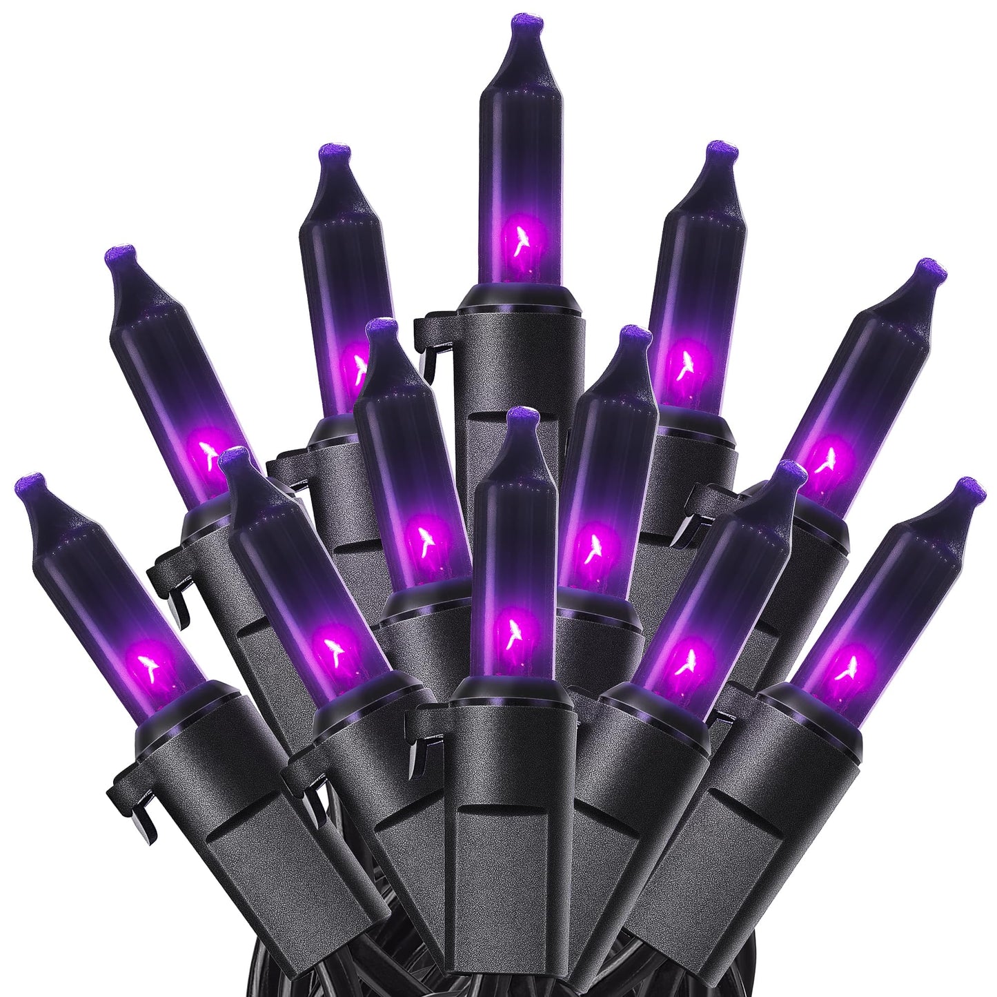 woohaha Purple String Lights Set, 50 Mini Fairy Lights, Plug-in, 11Ft for Halloween, Indoor, Home, Bedroom, Christmas Tree