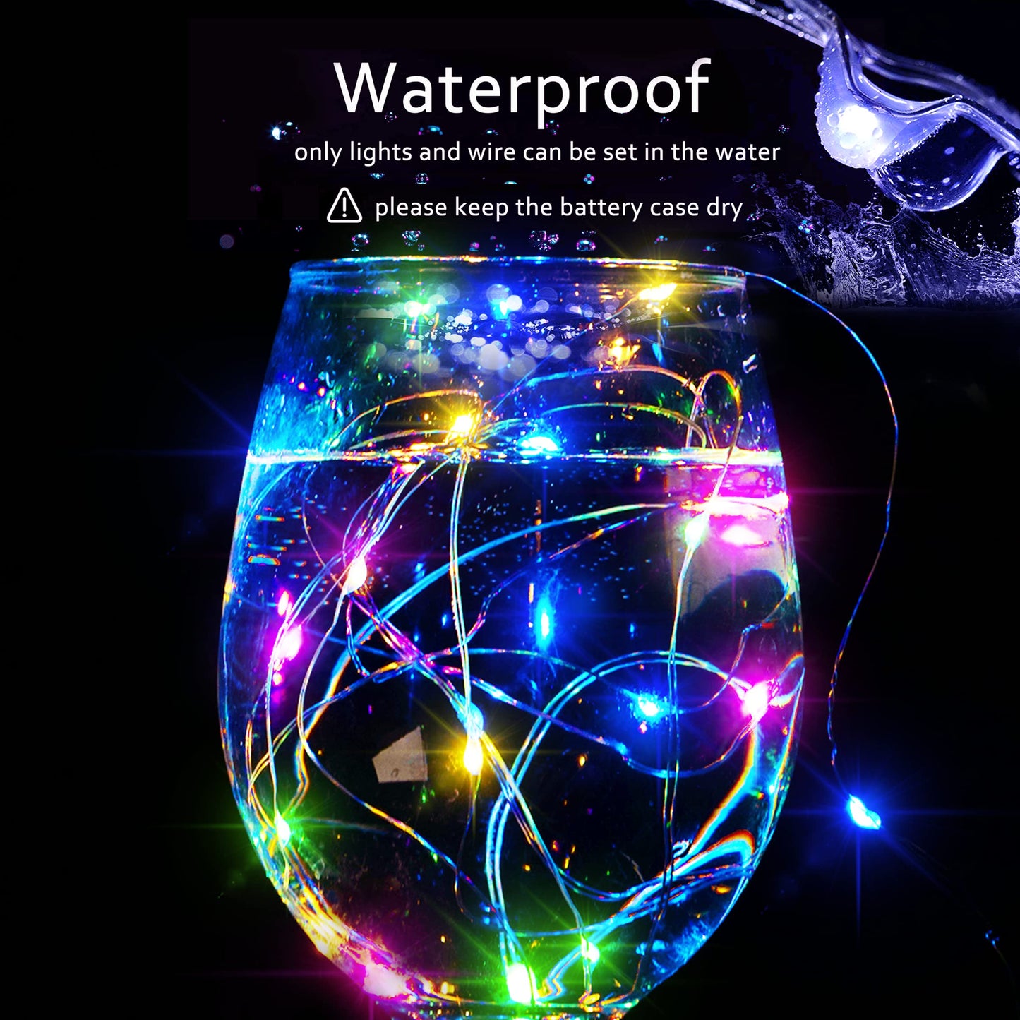 SmilingTown 15 Pack 20 LED Fairy Lights Multicolored Battery Operated Waterproof Silver Wire 6.6 Feet Model st-ting-l464