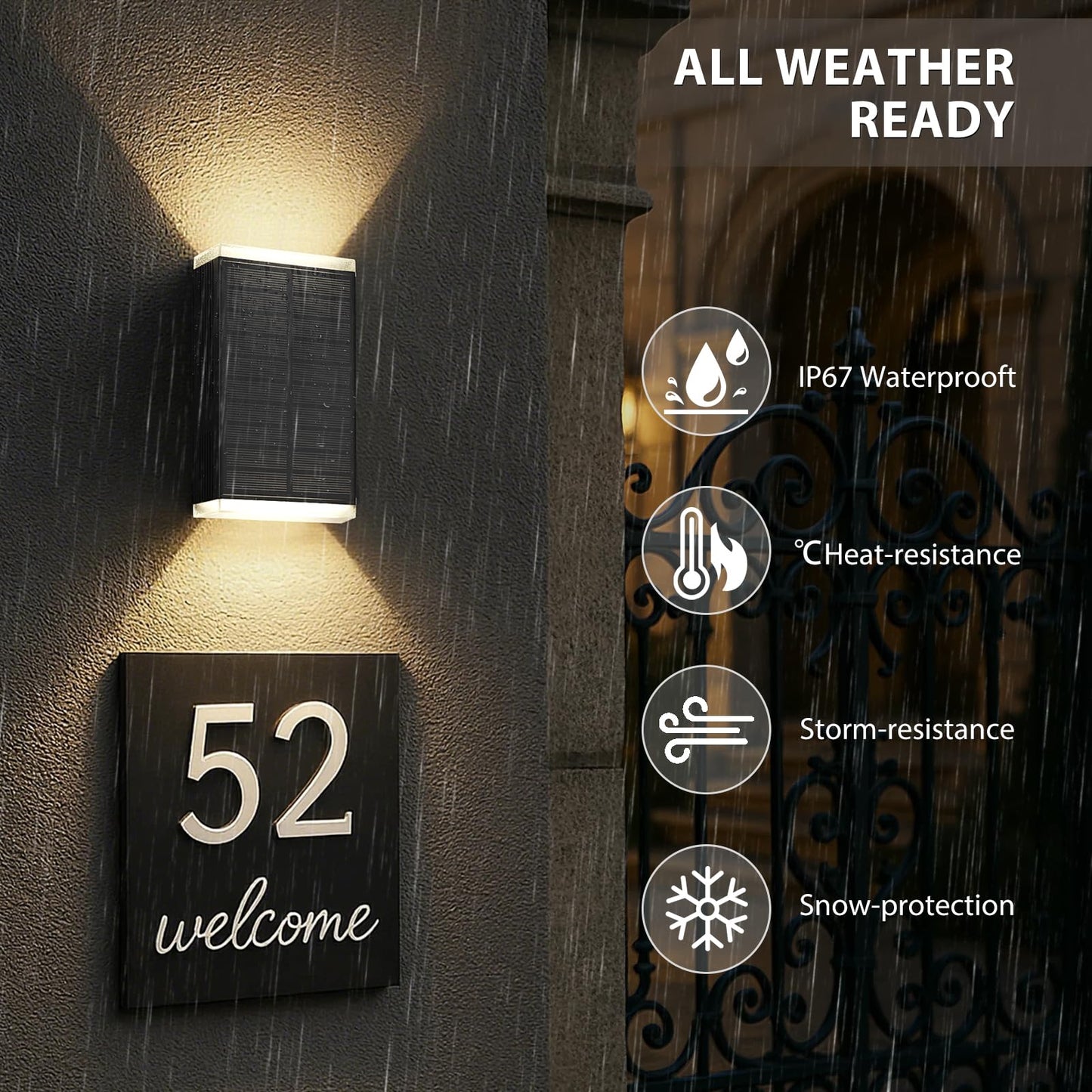Ugdluck Solar Wall Light Outdoor 3000/4000/6000K 3 Modes Dusk To Dawn Lighting Wall Sconce Ip67 Waterproof Up And Down Solar Lights Outdoor For House  Garage  Porch Doorway (4 Pack)