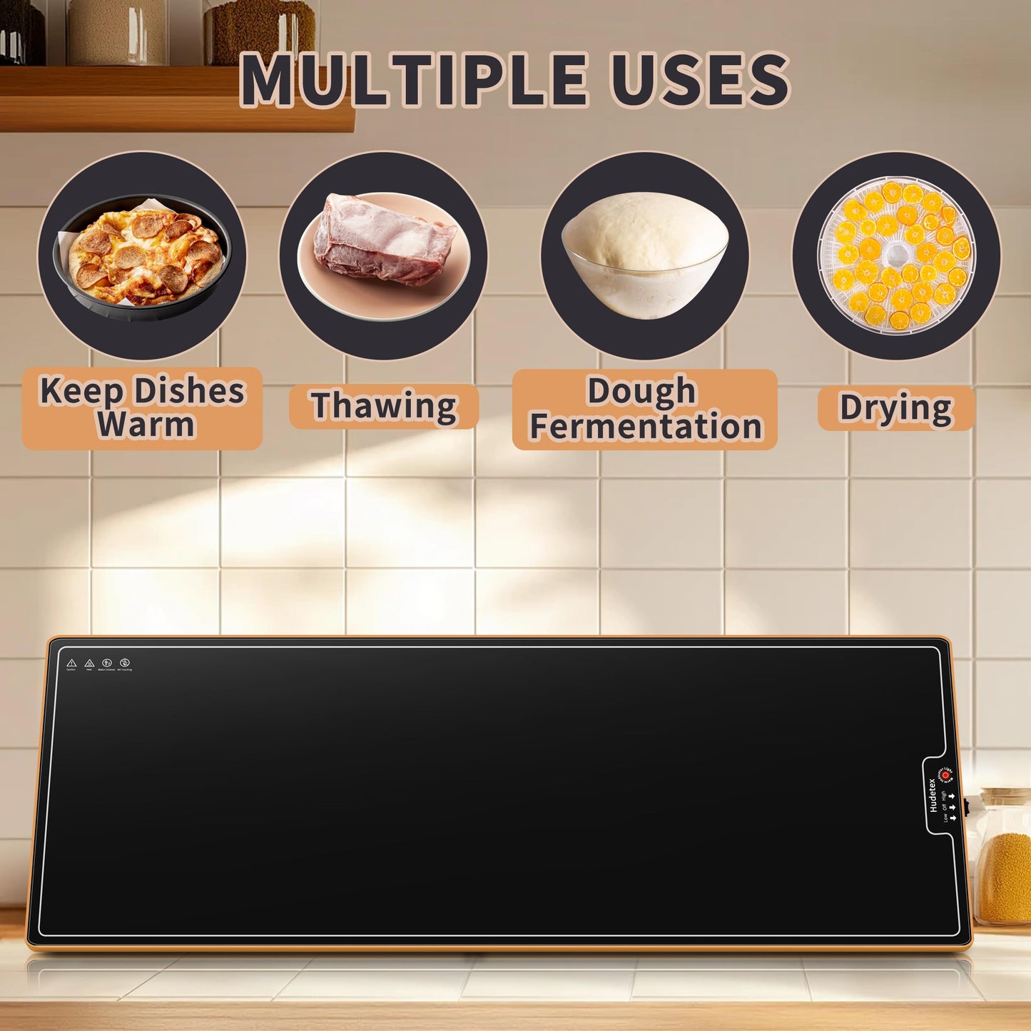 Warming Mat for Food (Extra Long 47"x12"), Warming Trays for Buffets Party & Daily Use, Temperature Control Food Warmer, Full Surface Warm Tempered Glass Food Warming Mat, Black Electric Warming Tray