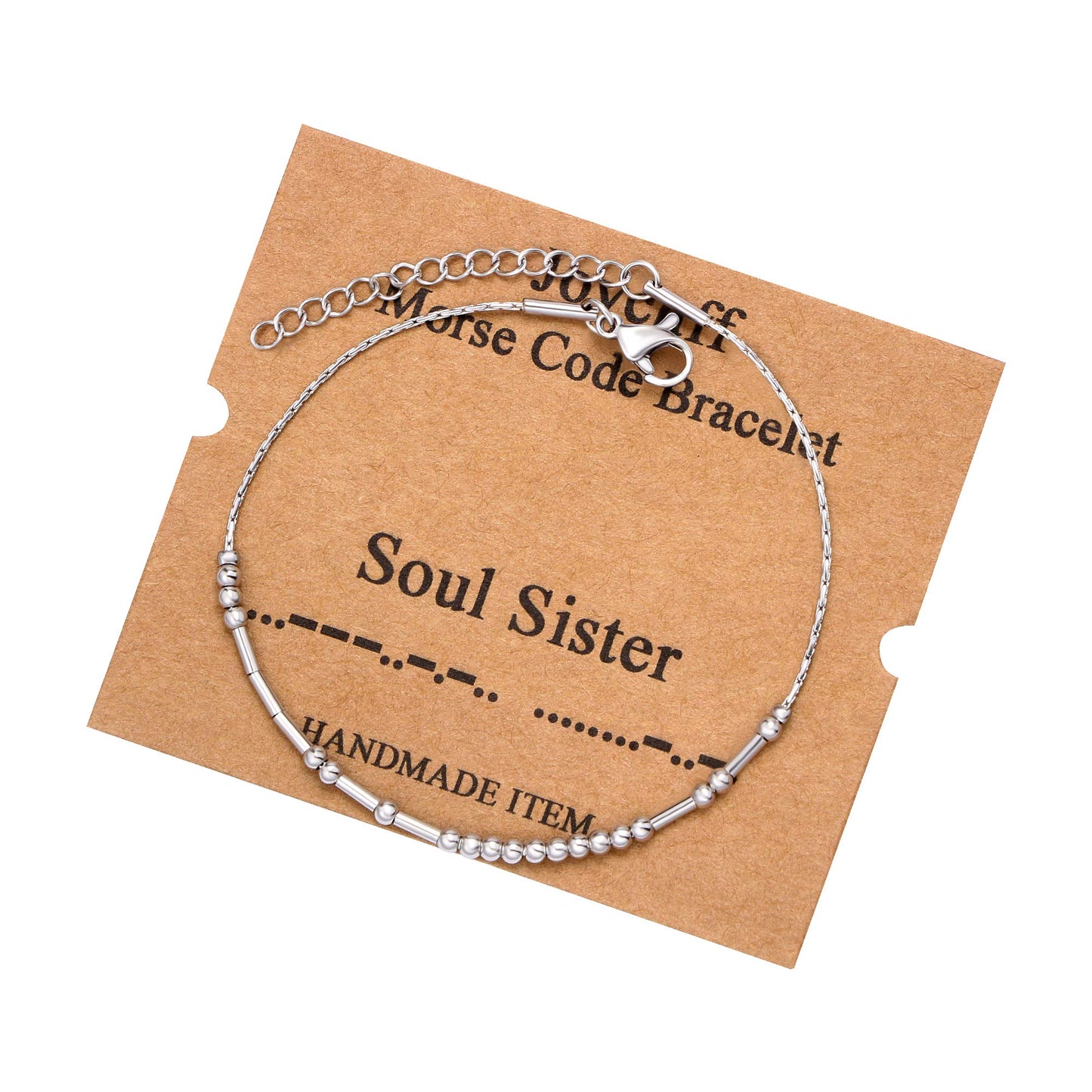JoycuFF Soul Sister Funny Gifts Morse Code Bracelets for Women Best Friend Sister Birthday Christmas Stianless Steel Graduation