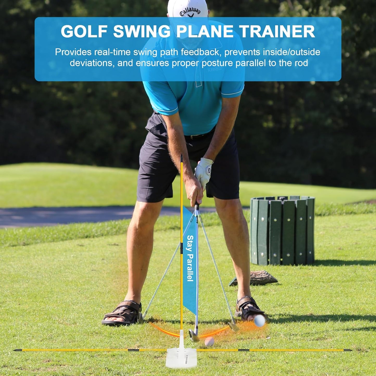 Golf Alignment Stick Holder Sets, Golf Swing Plane Trainer, Swing Plane & Path Trainer, Posture Corrector, Essential Golf Practice Aid for Aiming, Putting & Full Swing, Golf Practice Accessories