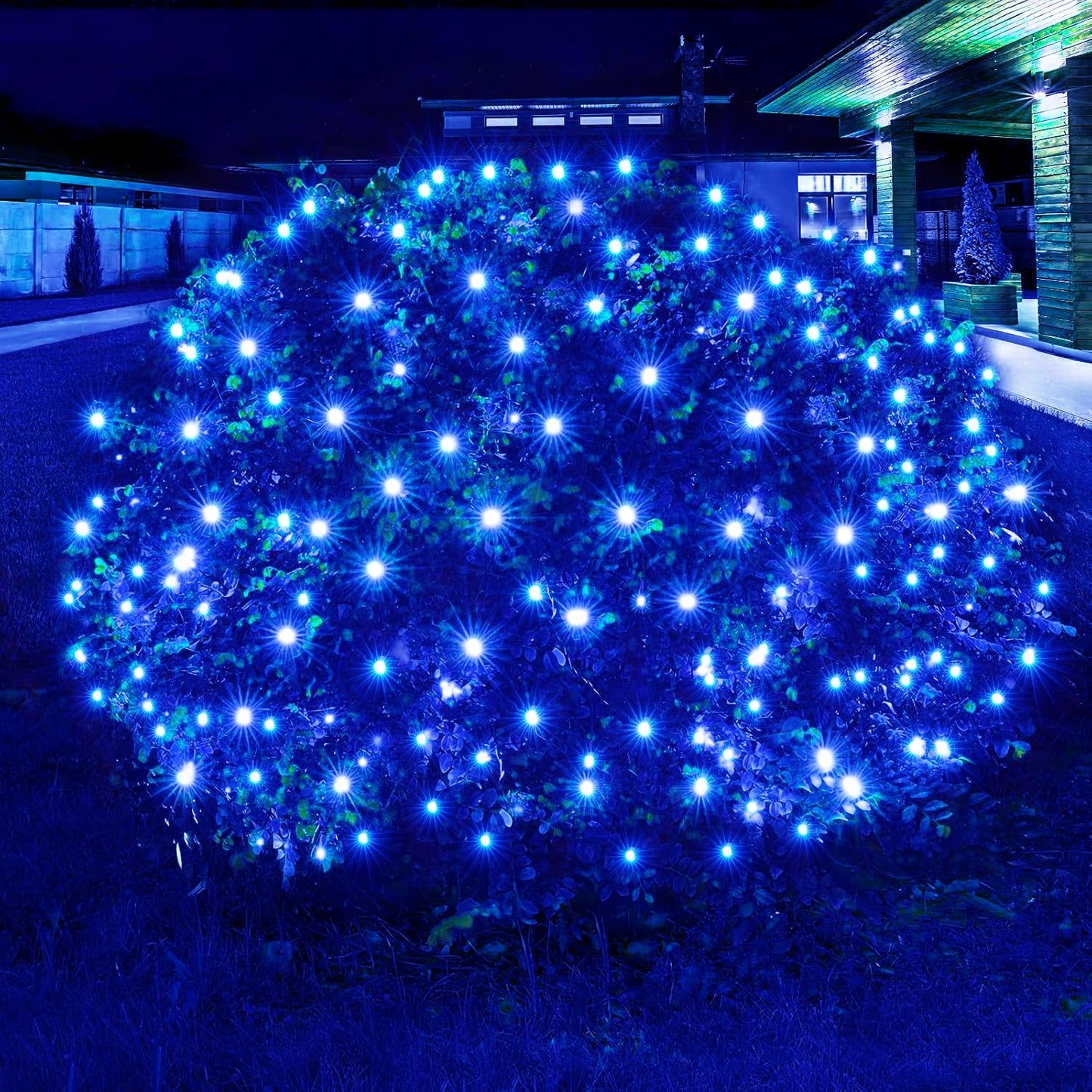 Dirnun LED Christmas Net Lights, 160 LED, 5ft x 7ft, Waterproof, Blue, Model HO-160/4N, Indoor/Outdoor Fairy Mesh Light for Holiday Decor