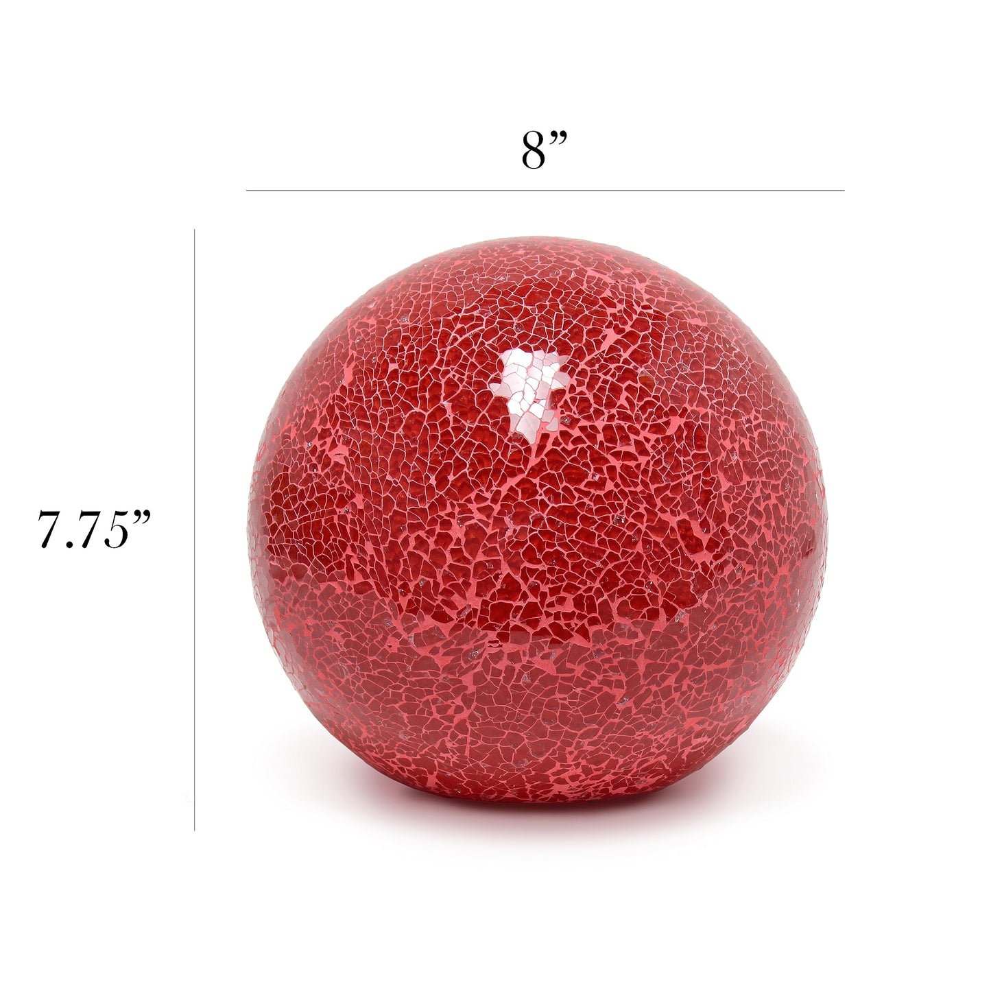 Simple Designs LT3302-RED Mosaic Stone Ball Table Lamp, Ceramic, 8inL x 8inW x 7.75inH, Red