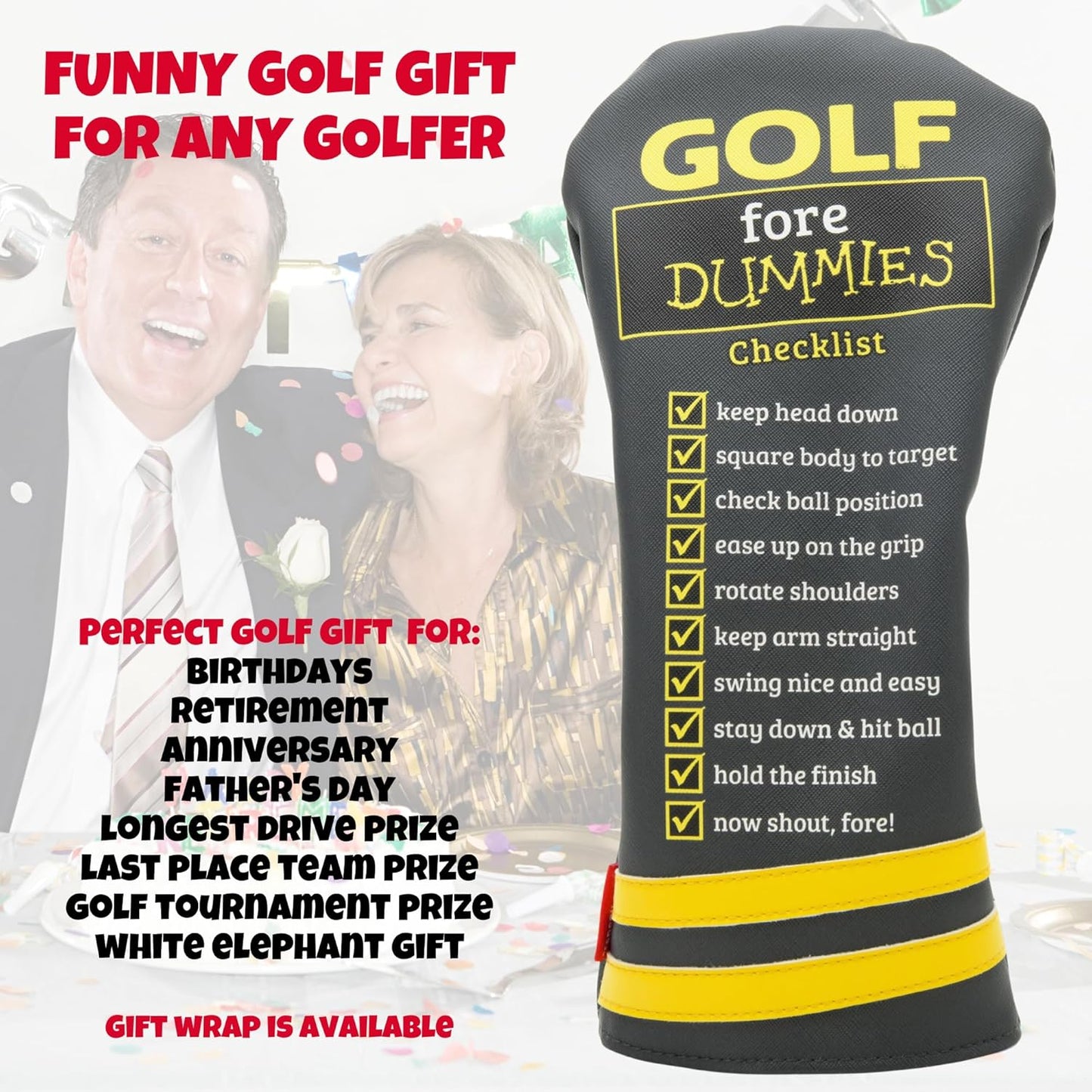 Funny Golf Fore Dummies Checklist Headcovers for Blade Putters Headcover, Great Golfer Golf Gifts for Dad, Men, and Women