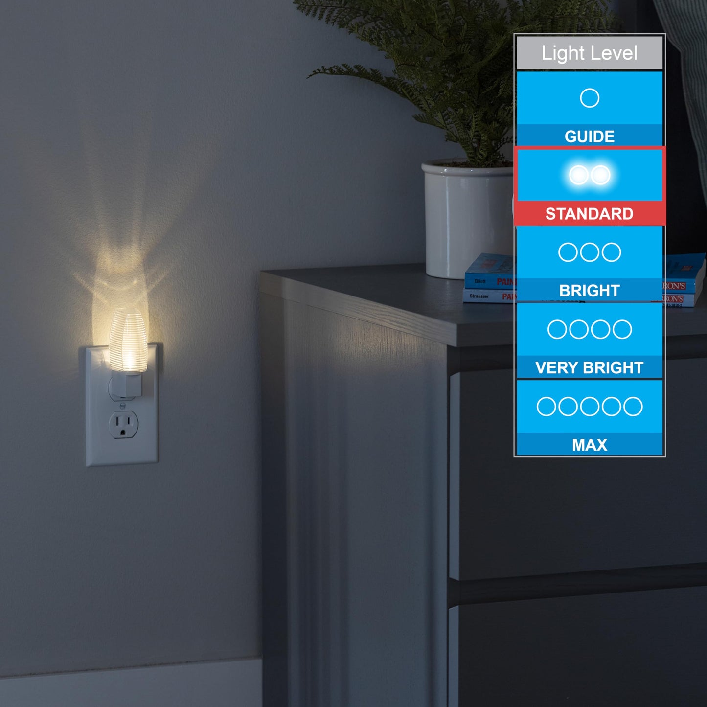 Lights By Night LED Night Light, Auto On/Off, Dusk to Dawn Sensor, Clear Shade, 4 Pack, Model 31924