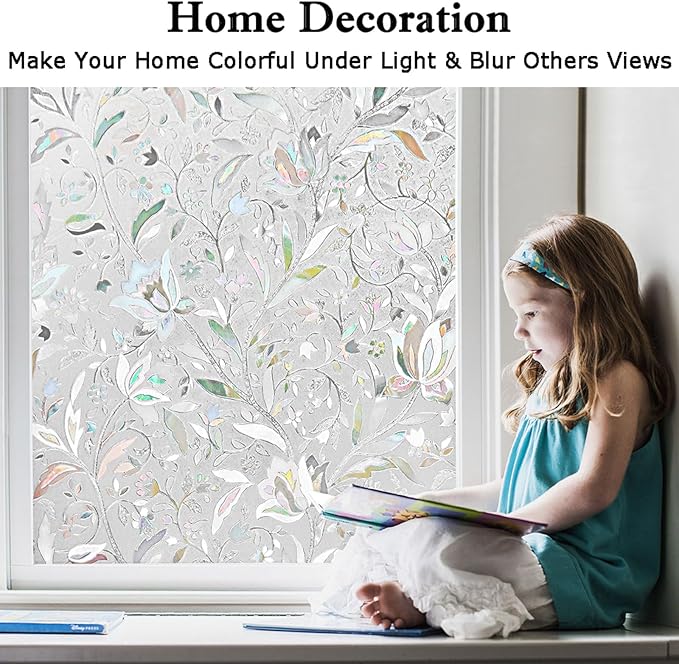 Kromapolis Window Film, Window Privacy Film, Window Vinyl Glass Covering, Stained Glass Decorative Film, Window Film Privacy Frosted Static Clings, Non-Adhesive, No-Glue (35.4 x 78.7 inch)
