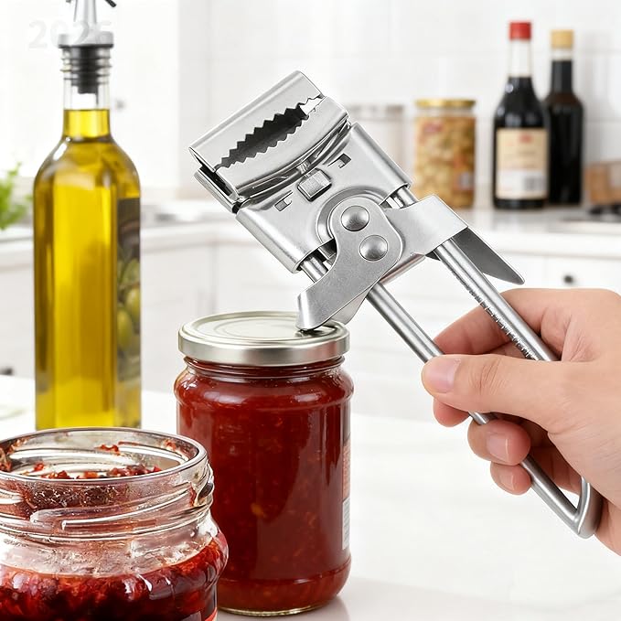 Adjustable Jar Opener for Stubborn Lids - One-Handed Grip, Effortless Opener for Jars & Bottles, Durable Stainless Steel Tool for Weak Hands (1)