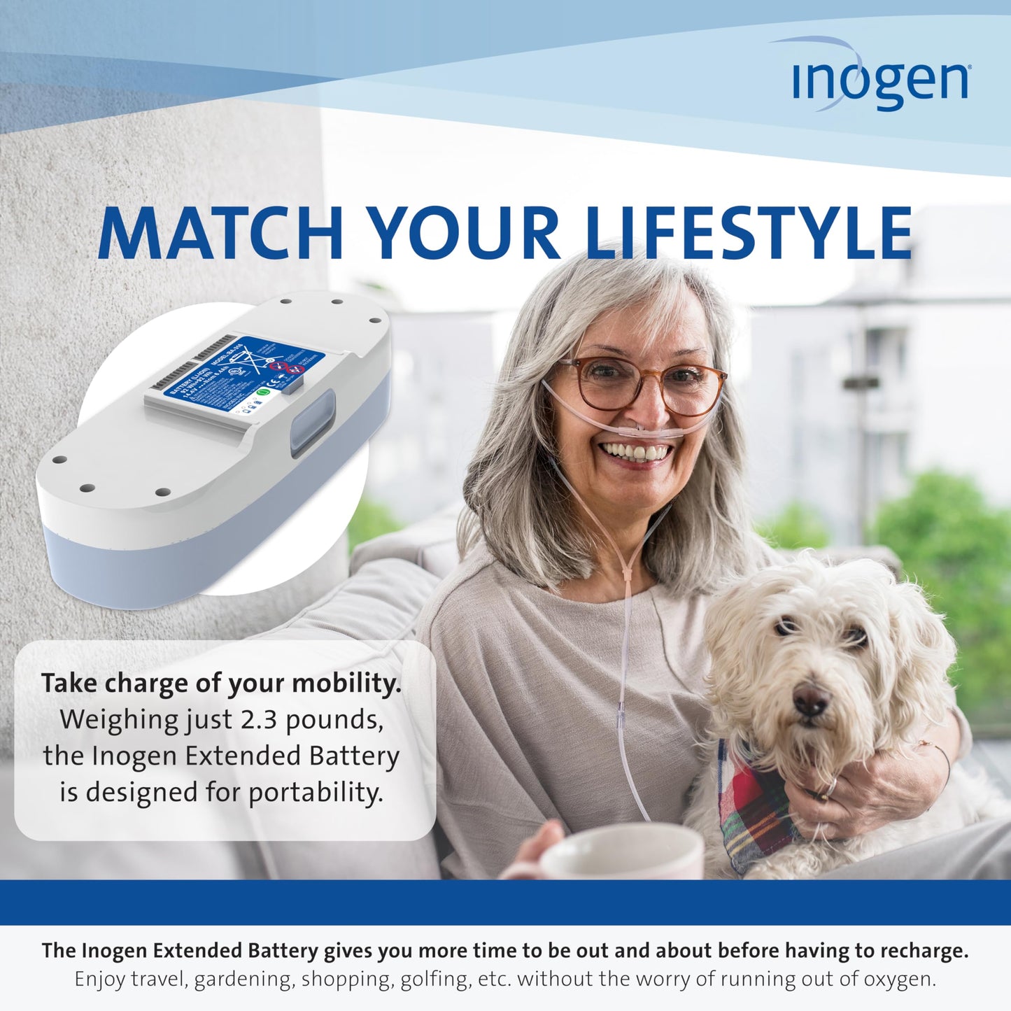 Inogen One G3 Extended (16-Cell) Battery - Portable Replacement Battery - for The One G3-2.3 lb. and 8.75 x 3.0 x 1.98 in.