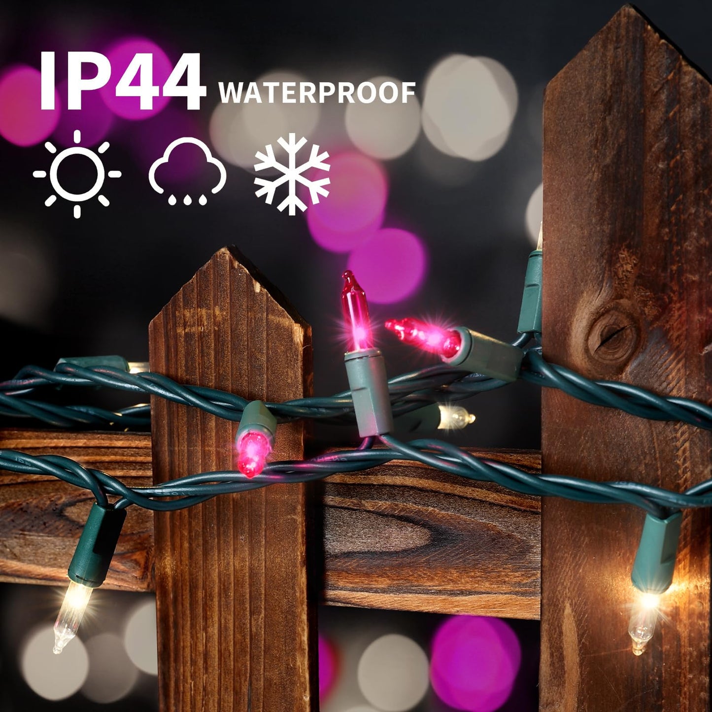 Lamphome Pink Clear Christmas ValentineS String Lights 100 Mini Incandescent Fairy Light Decor 20 Ft Green Wire Indoor & Outdoor Party Patio Bedroom  Xmas Tree Garland Easter Holiday Decoration