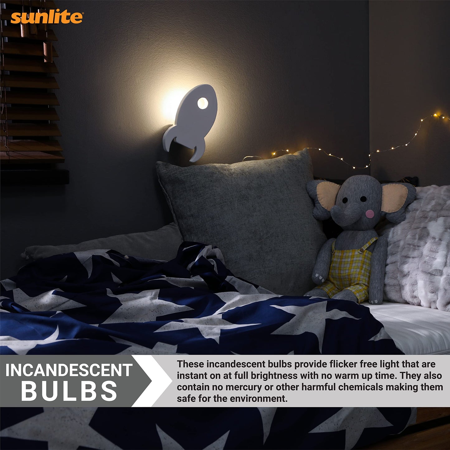 Sunlite 7 Watt C7 Incandescent Bulb, Candelabra E12 Base, White, 25 Count, Model 01285