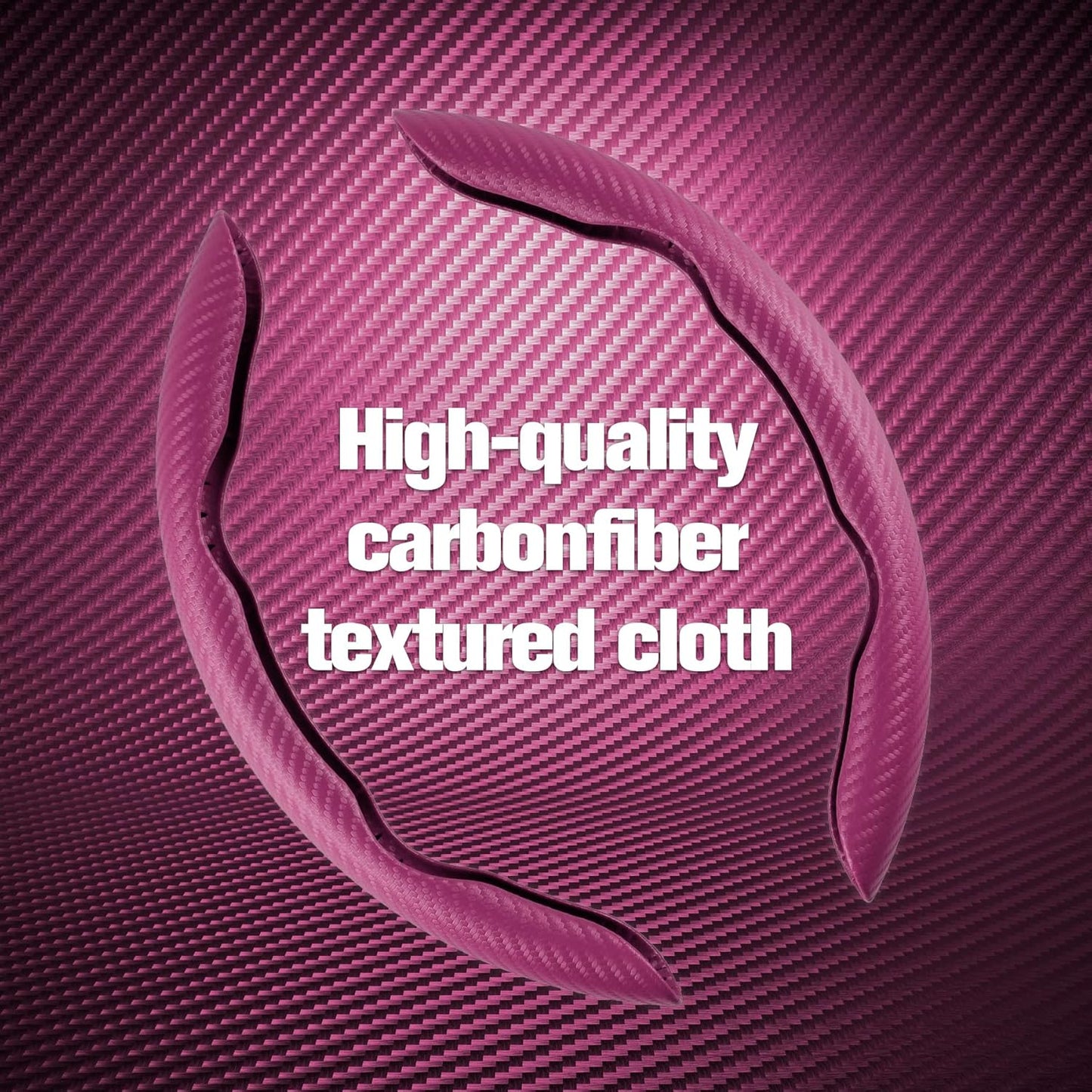 Amiss Carbon Fiber Anti-Skid Steering Wheel Cover, Universal 99% Car Wheel Cover Protector, Pink