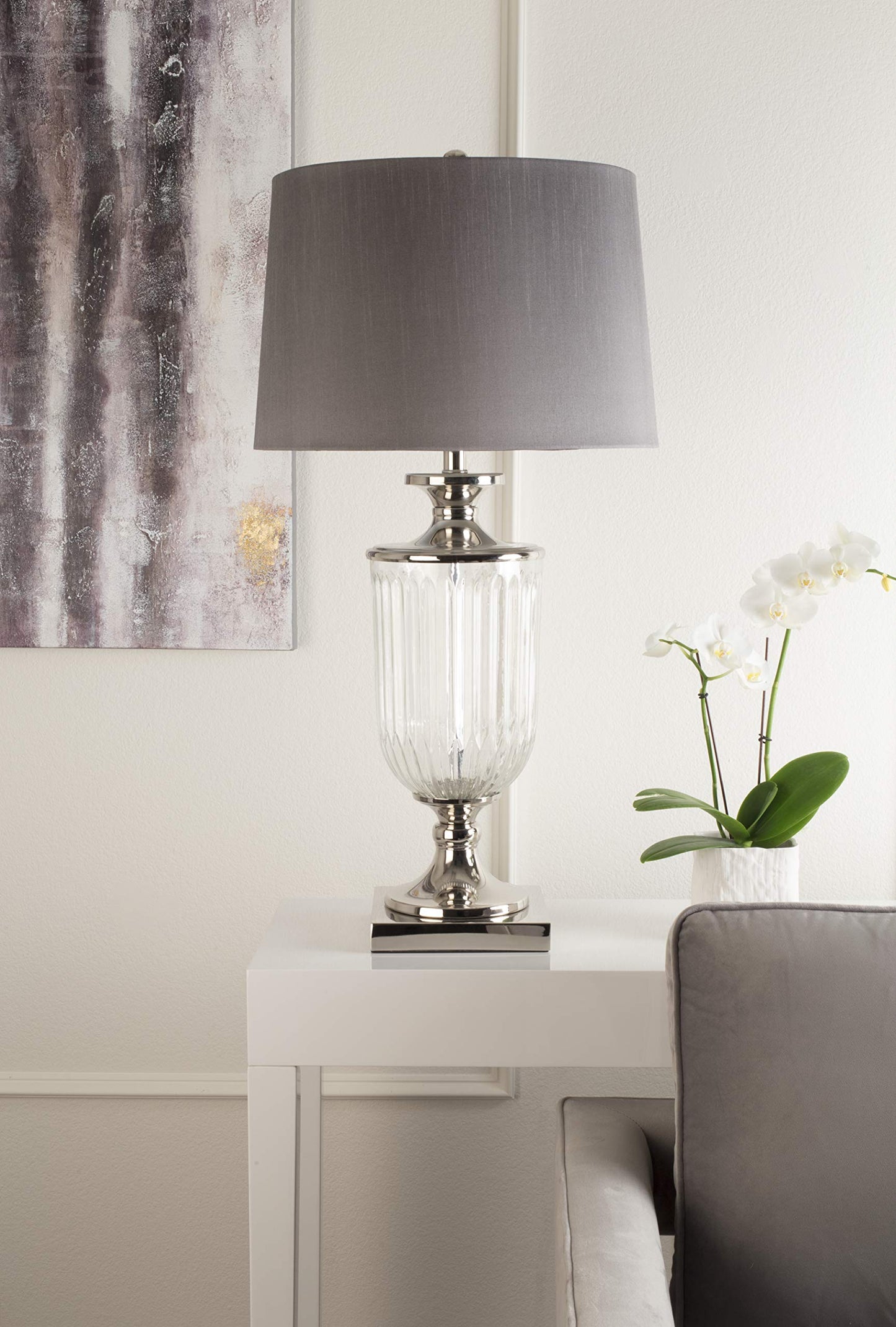 OK Lighting Amelie Glass Table Lamp 32.50in H Gray Model OK-5711