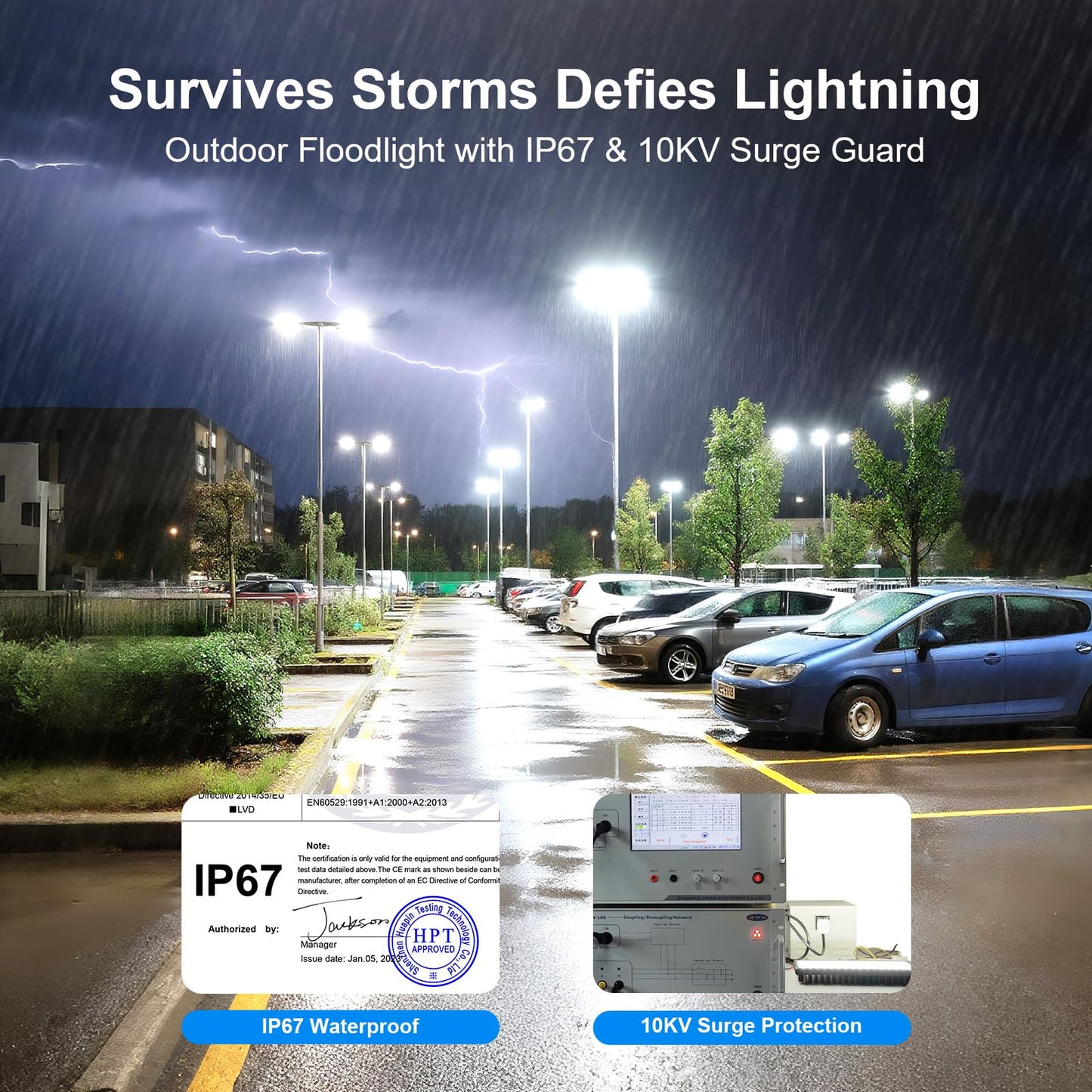 Hodelvju 100W Led Flood Light Outdoor  14000Lm Arena Lights 6500K Daylight White Stadium Lighting Super Bright Street Light Ip67 Waterproof Pole Lights Adjustable Angle For Garten Parking Lot Lighting