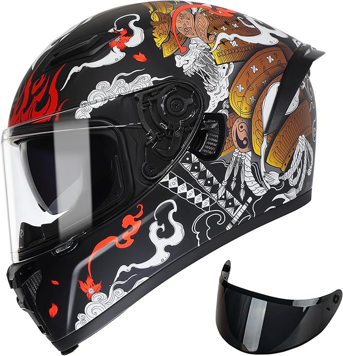 TRIANGLE Motorcycle Helmets Full face Helmet for Adults Men and Women Dual Visor with Internal Sunshield DOT Approved (Mat...